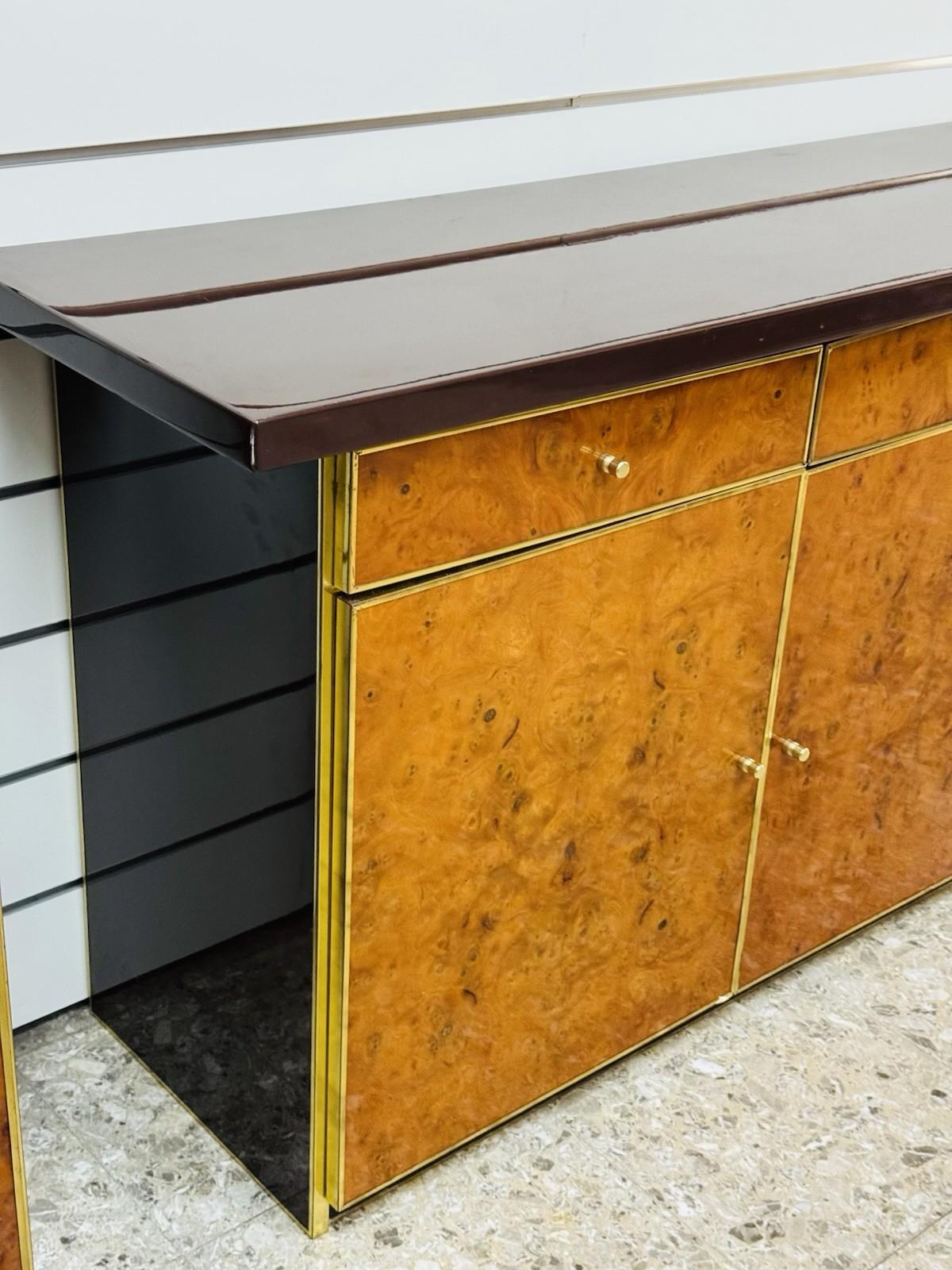 Sideboard In Radica E Metallo Dorato Modernariato Anni ‘70 im Angebot 4