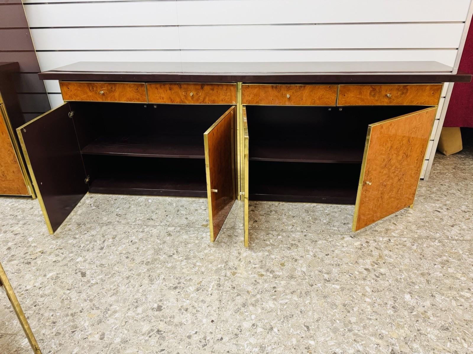 Sideboard In Radica E Metallo Dorato Modernariato Anni ‘70 im Angebot 5