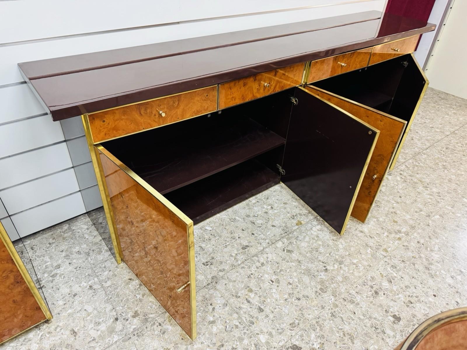 Sideboard In Radica E Metallo Dorato Modernariato Anni ‘70 im Angebot 6