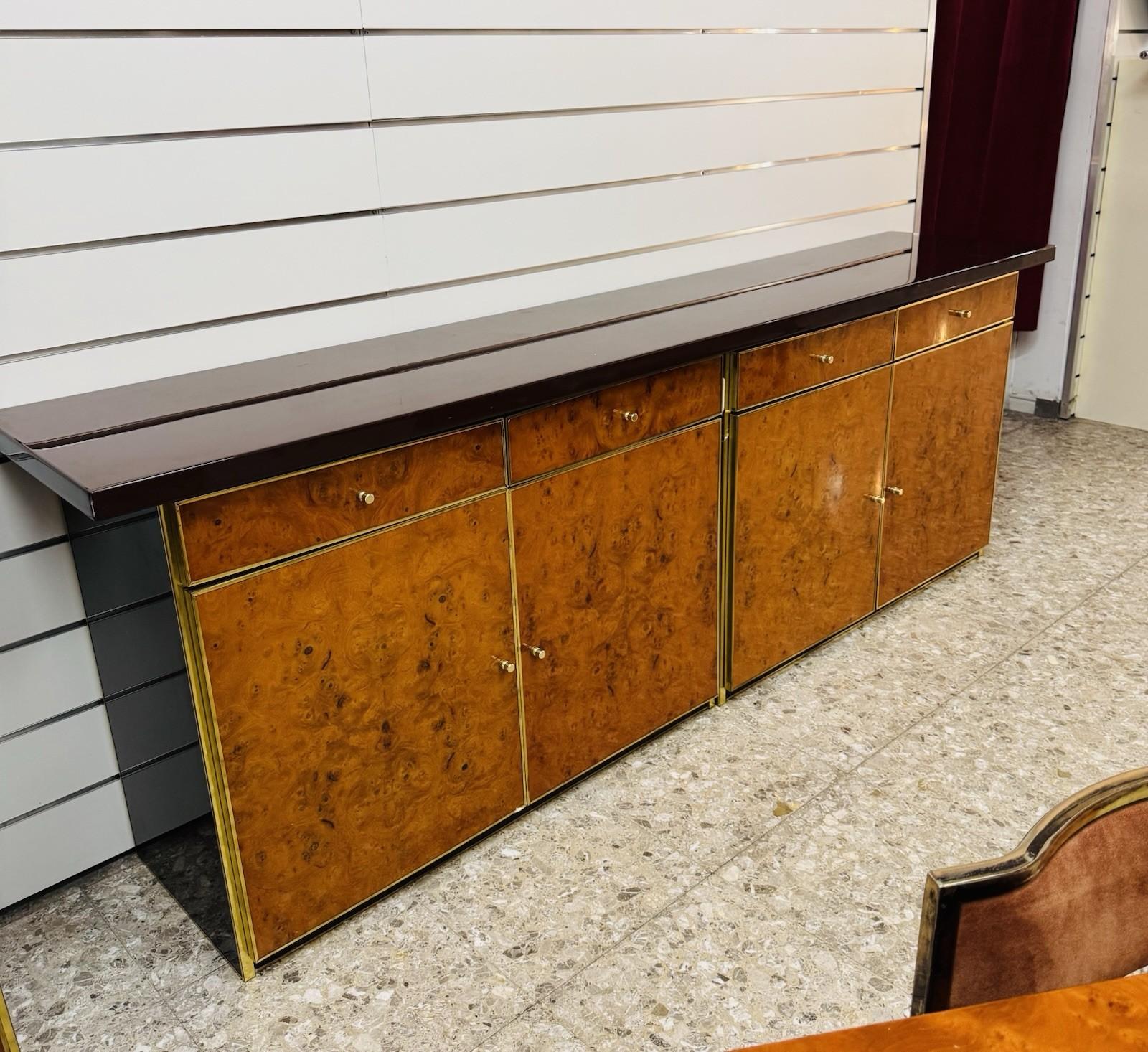 Sideboard In Radica E Metallo Dorato Modernariato Anni ‘70 im Angebot 7