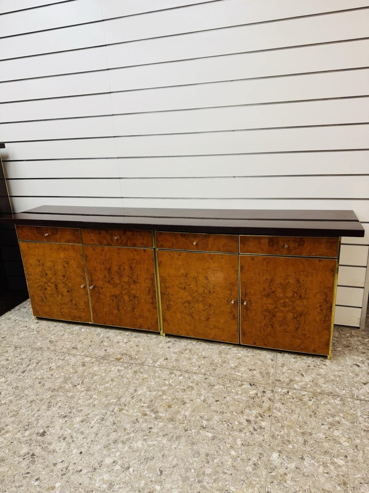 Sideboard In Radica E Metallo Dorato Modernariato Anni ‘70 im Angebot 8