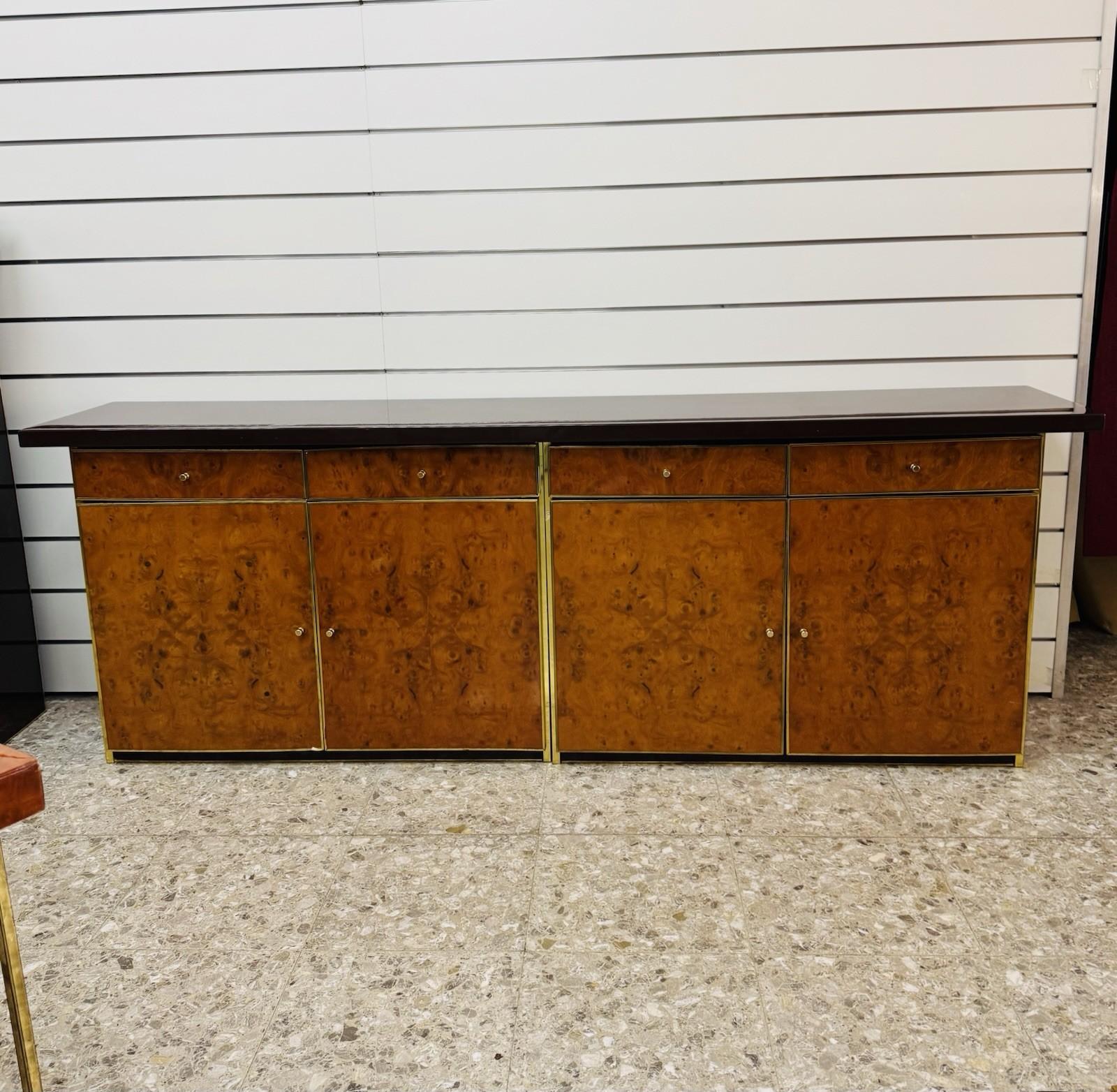 Sideboard In Radica E Metallo Dorato Modernariato Anni ‘70 im Angebot 10