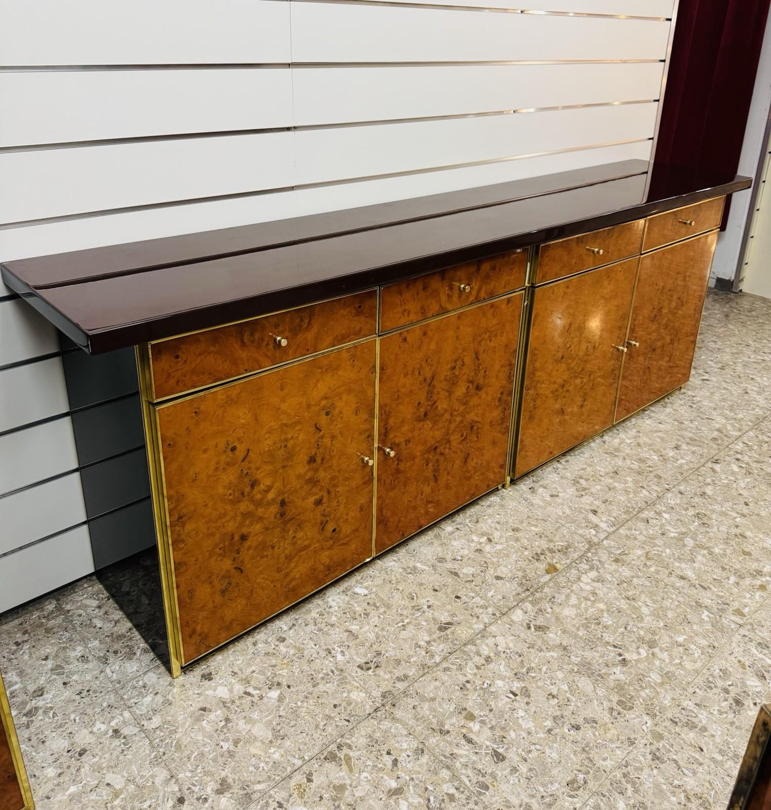Sideboard In Radica E Metallo Dorato Modernariato Anni ‘70 im Angebot 2
