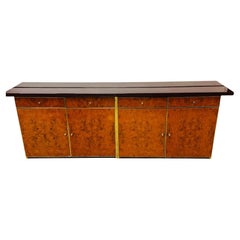 Sideboard In Radica E Metallo Dorato Modernariato Anni ‘70