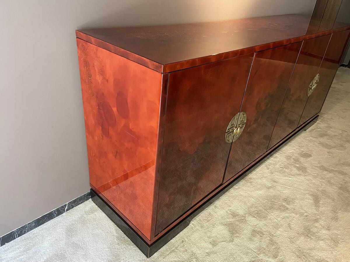 Late 20th Century Sideboard in red lacquered wood For Sale