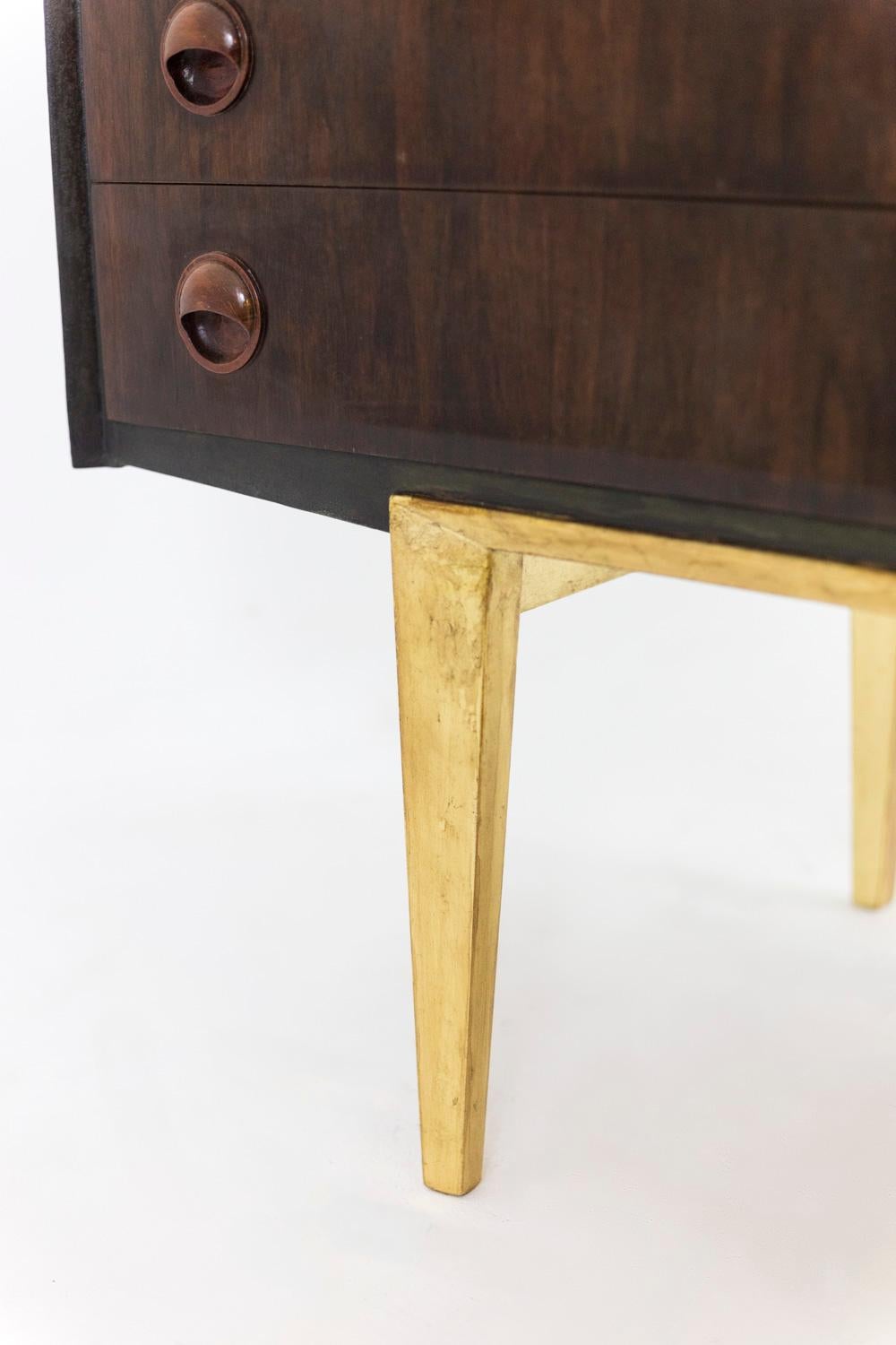 Sideboard in Rio Rosewood and Gilt Metal, 1970s 5