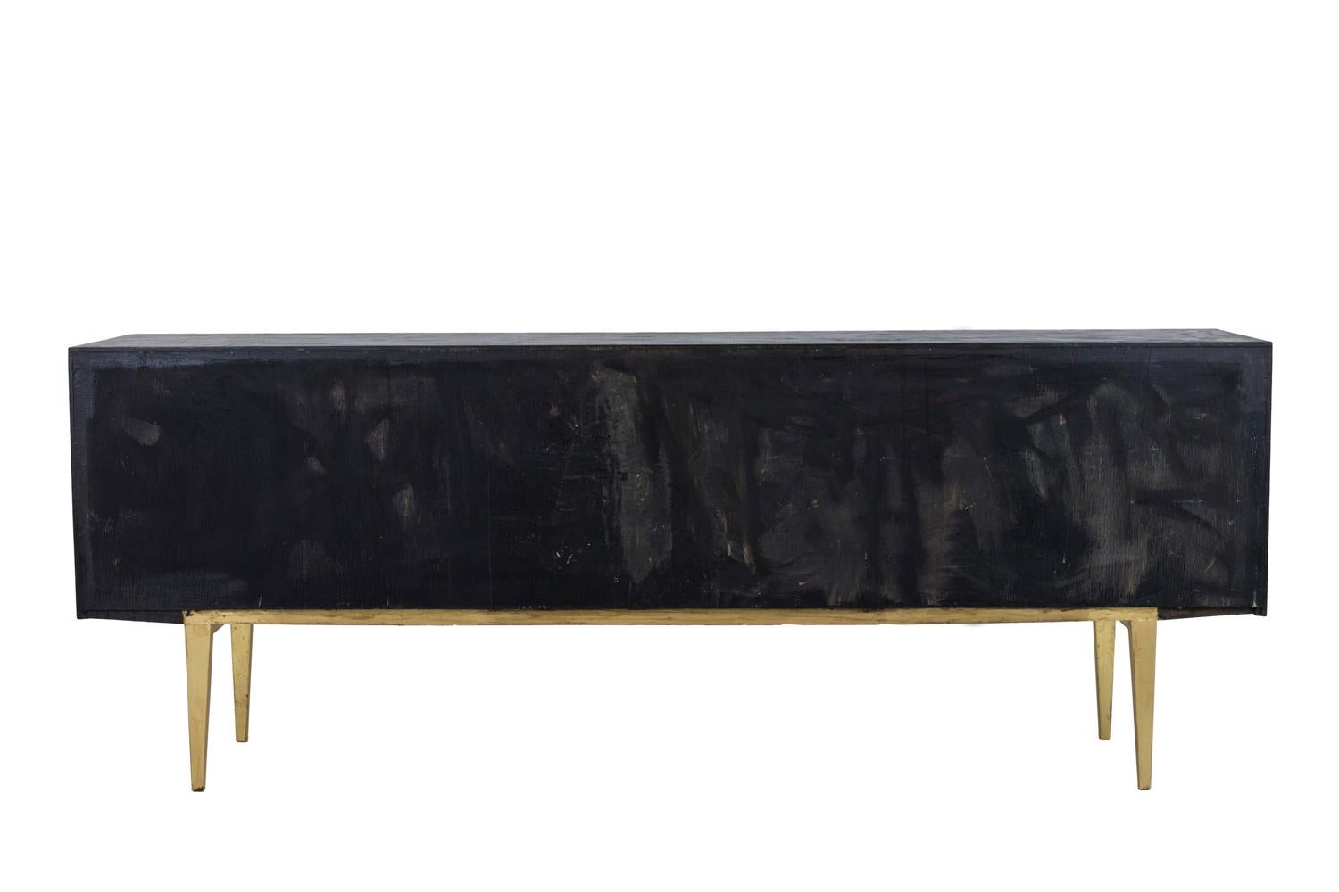 Scandinavian Sideboard in Rio Rosewood and Gilt Metal, 1970s