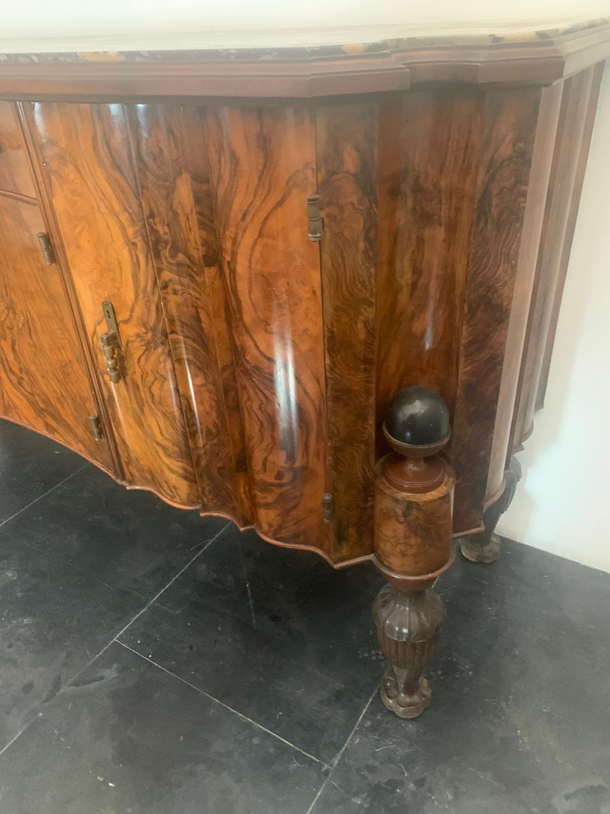 Sideboard in Rosewood, Breccia and Medicean Stone, 30s For Sale 1