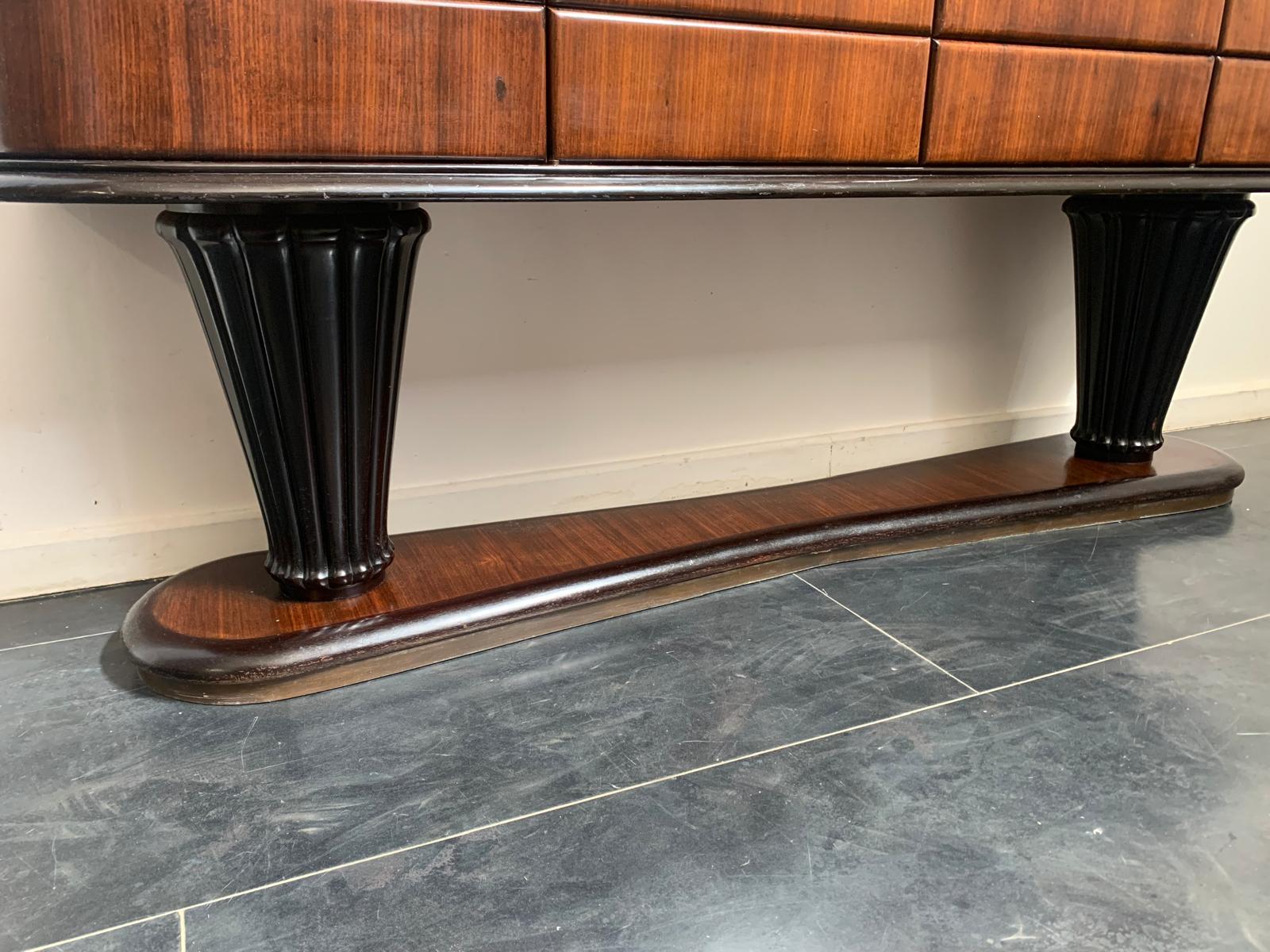 Glass Sideboard in Rosewood by Vittorio Dassi, 1950s For Sale