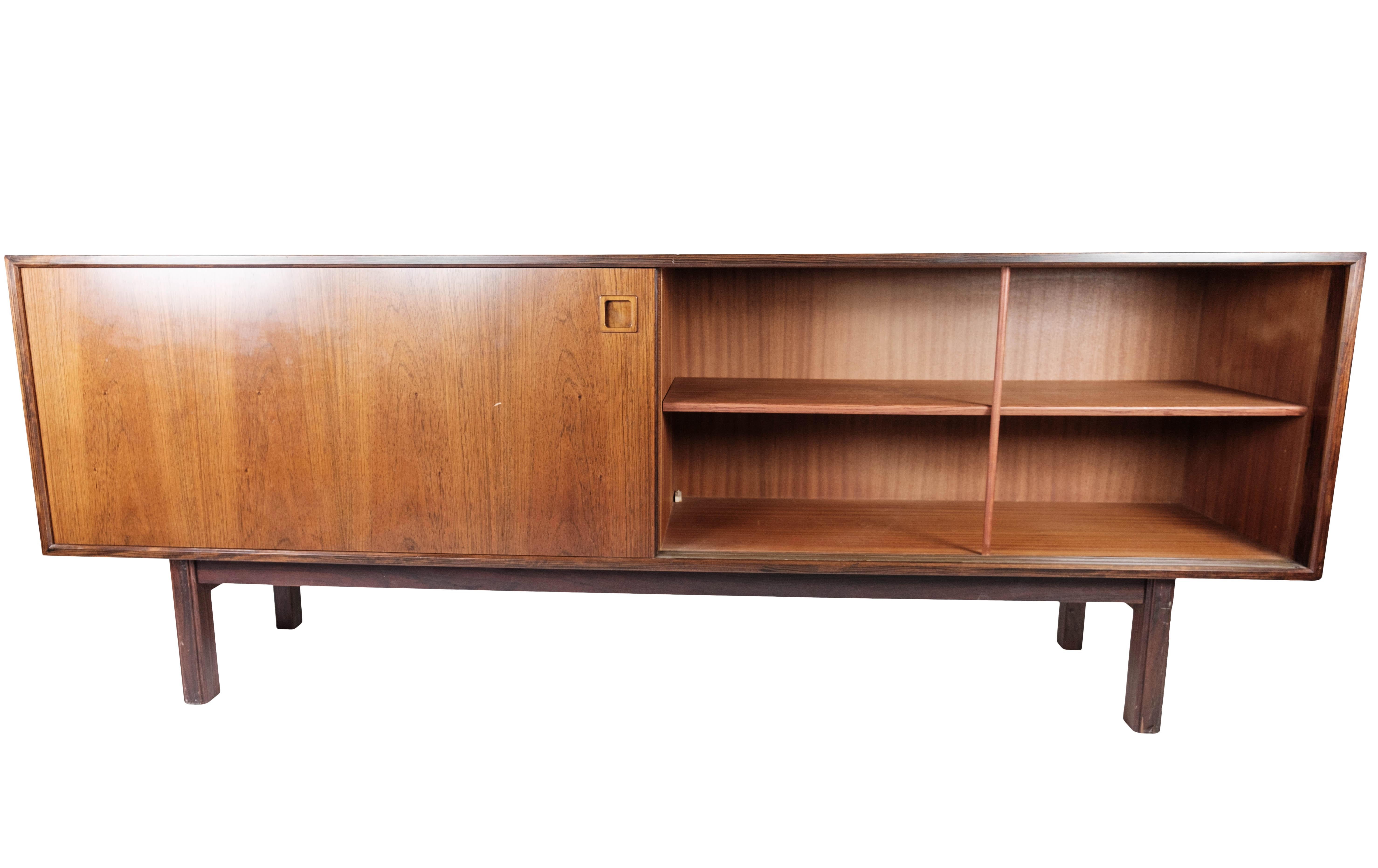 Danish Sideboard in Rosewood with Sliding Doors Designed by Omann Junior from the 1960s