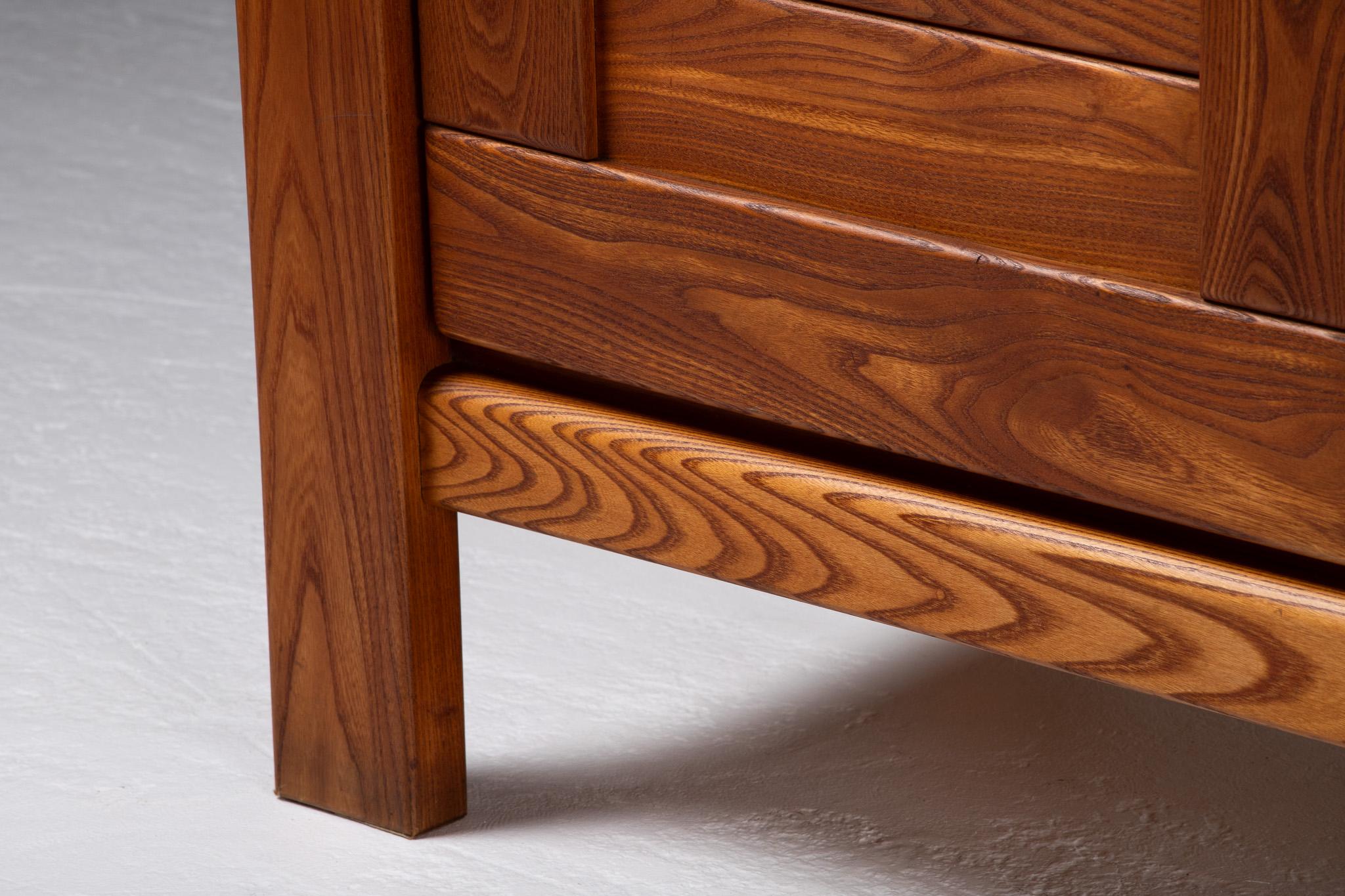 French Sideboard in Solid Elm, Maison Regain, France, 1970 For Sale