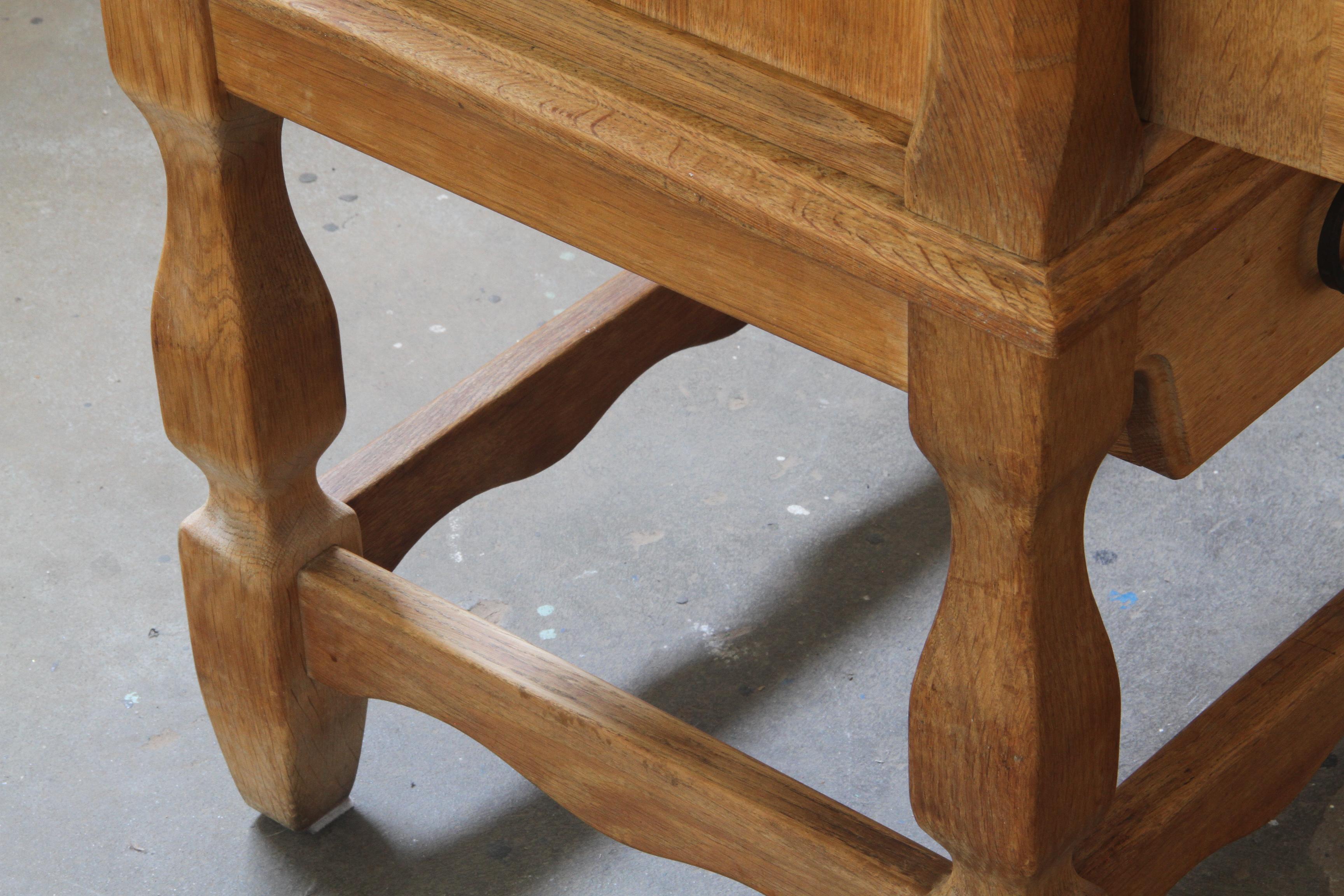 Sideboard in Solid Oak, Kjærnulf style, Brutalist Cabinet 1960s For Sale 7