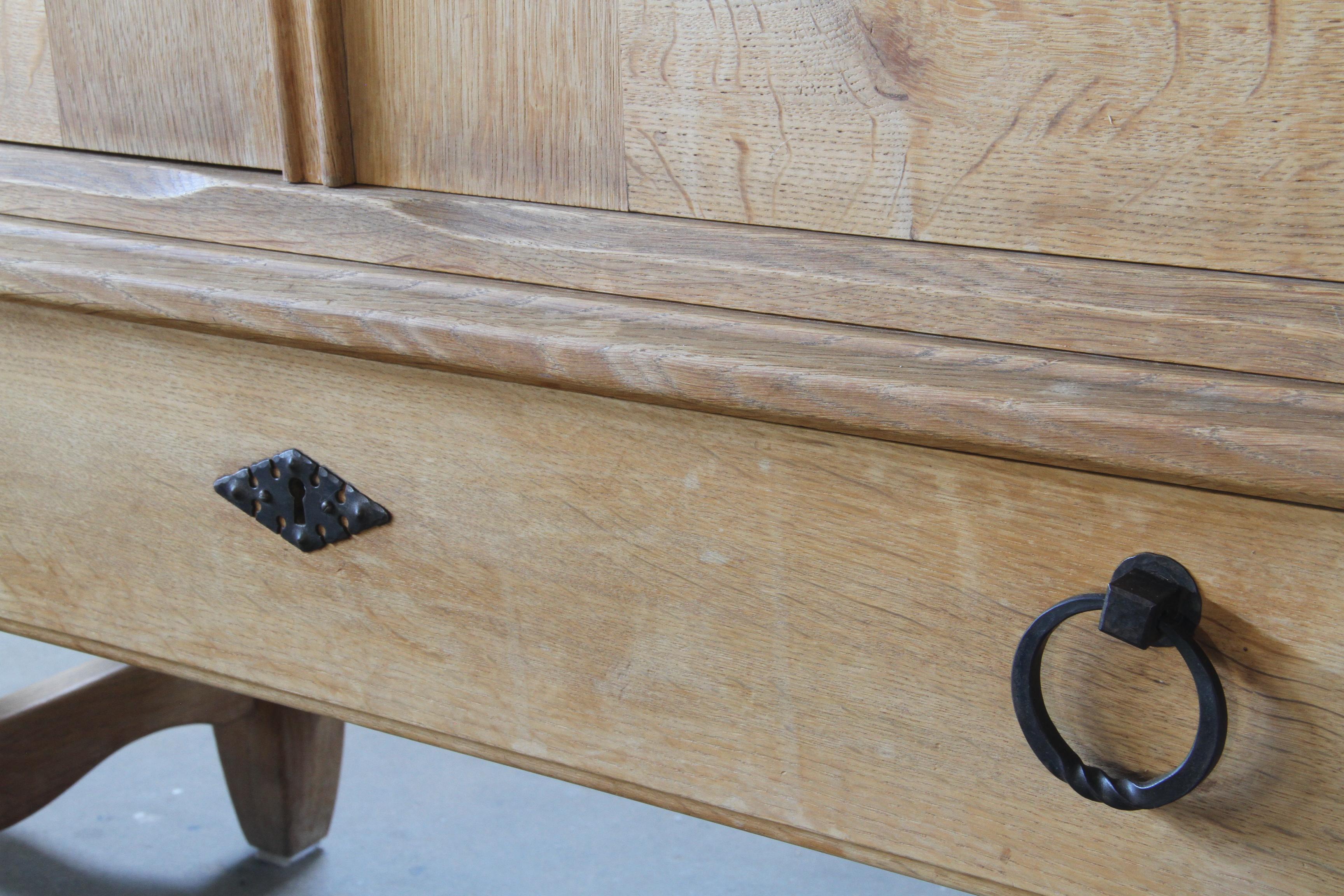 Sideboard in Solid Oak, Kjærnulf style, Brutalist Cabinet 1960s For Sale 11