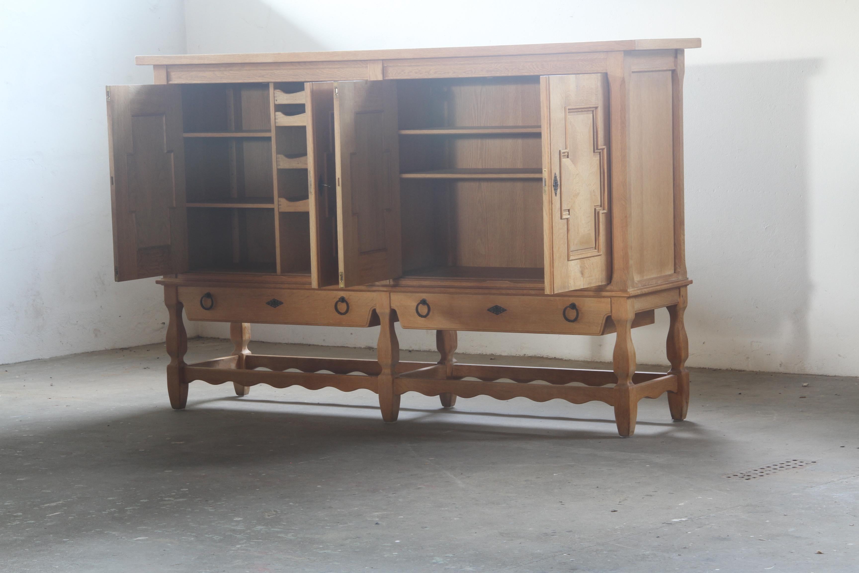 Sideboard in Solid Oak, Kjærnulf style, Brutalist Cabinet 1960s For Sale 2