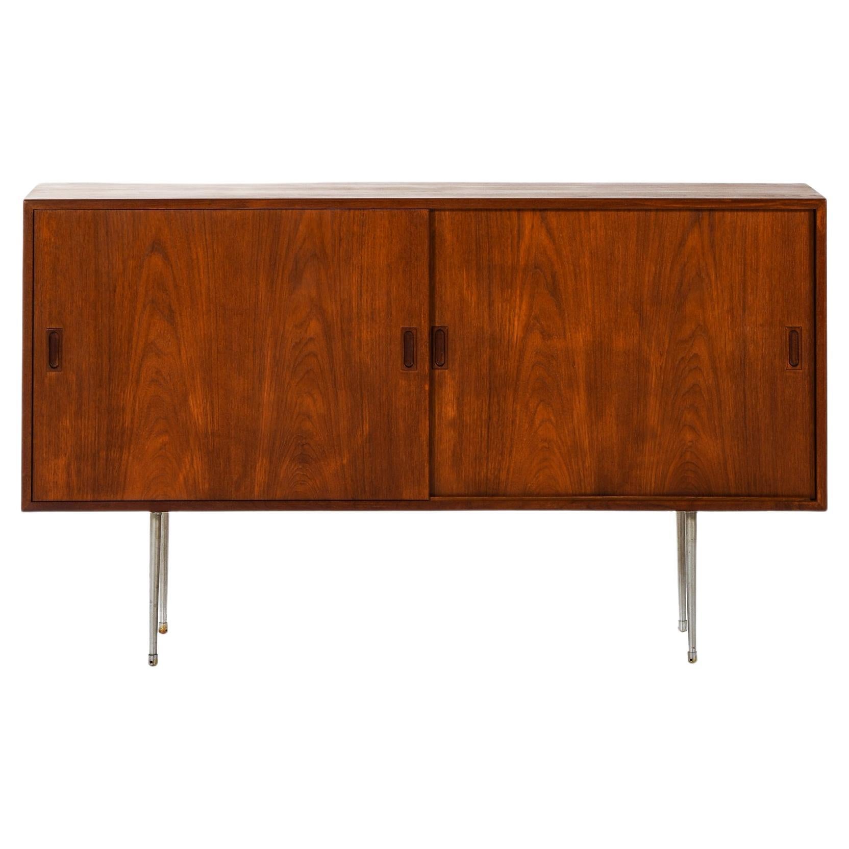Credenza in teak e acciaio di Børge Mogensen, anni '50 in vendita