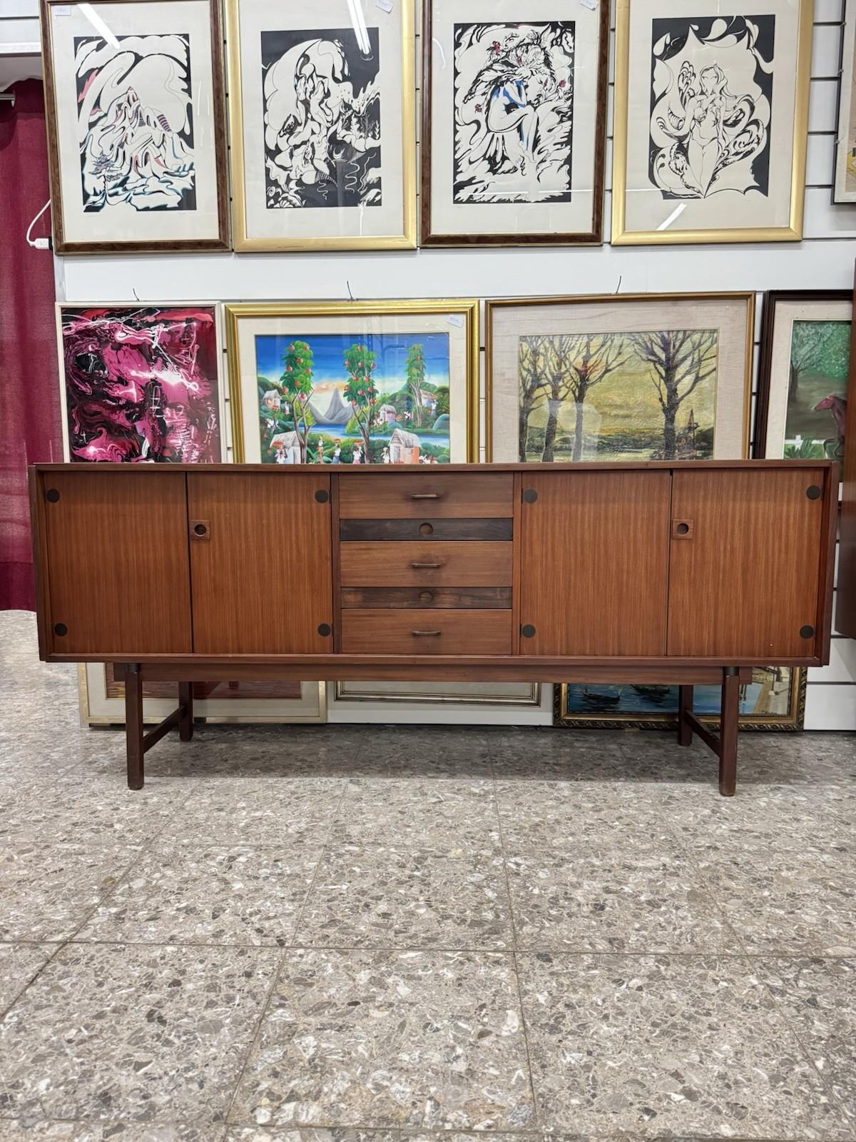 Italian Sideboard In Teak Barovero mod. Selex Mid-Century Anni ‘60 in vendita