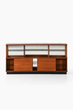 Sideboard in Teak, Black Lacquered, Mirrored Glass and Glass, 1957-1958