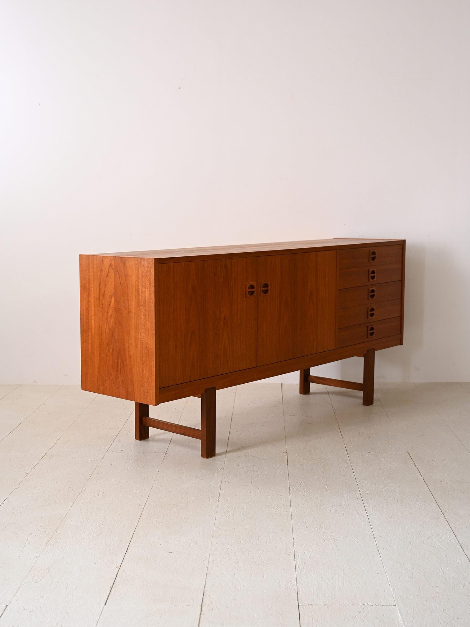 Scandinavian 1900s teak sideboard with drawers and doors For Sale