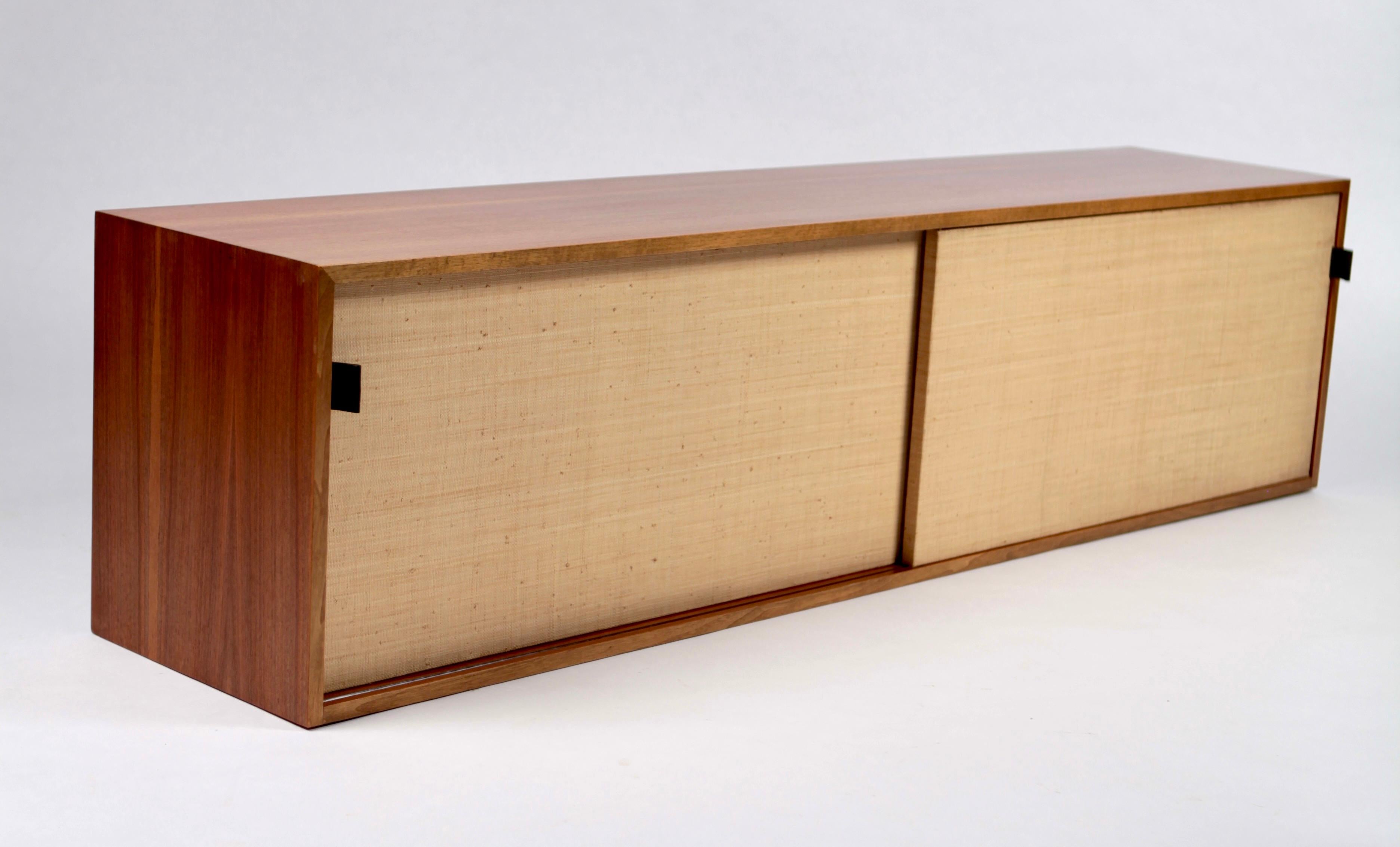 Leather Sideboard in Teak & Seagrass by Florence Knoll, Designed 1947