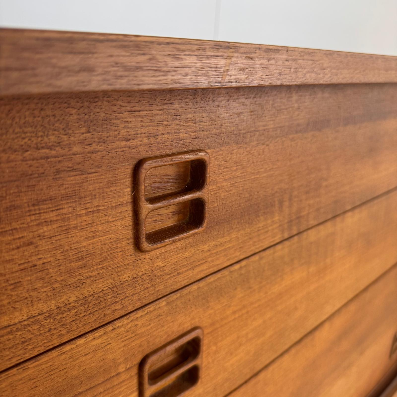 Mid-Century Modern Sideboard in teak with drawers and sliding doors, Denmark 1960 For Sale