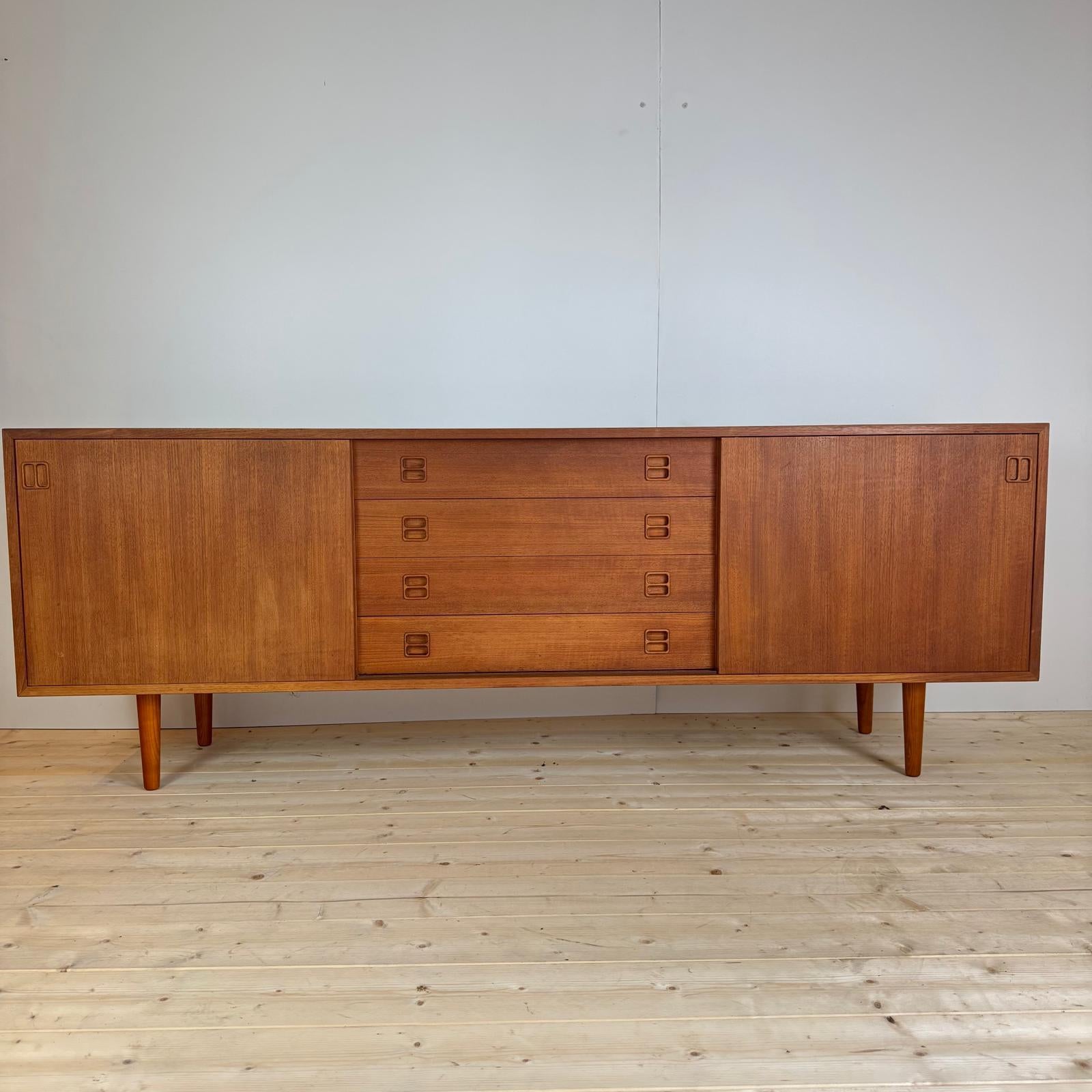 Mid-20th Century Sideboard in teak with drawers and sliding doors, Denmark 1960 For Sale
