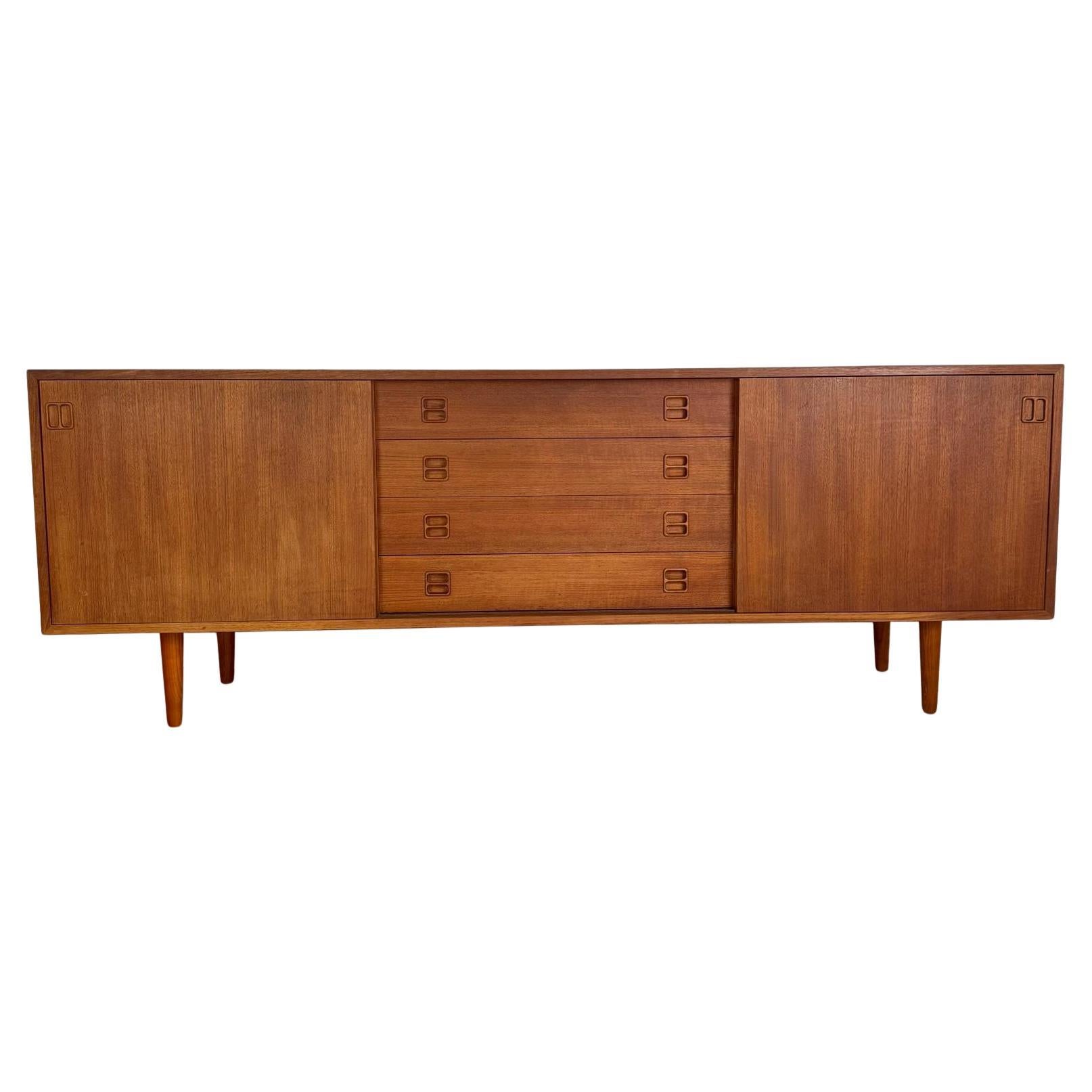 Sideboard in teak with drawers and sliding doors, Denmark 1960
