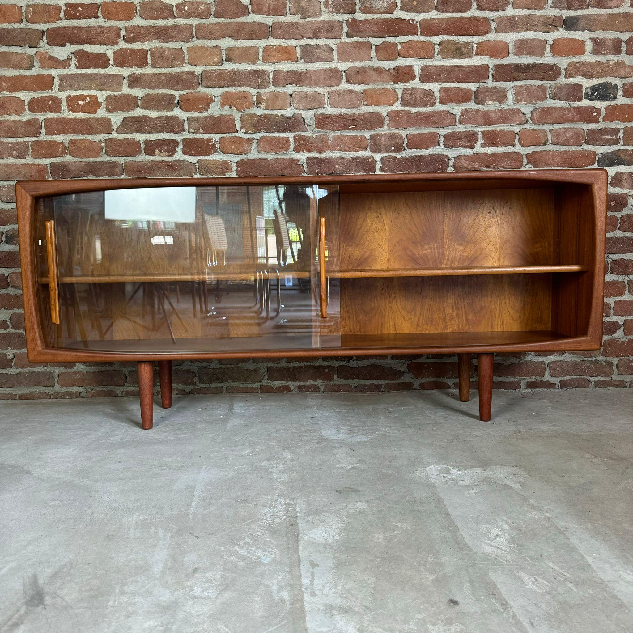 Danish Sideboard in teak with glass sliding doors, Denmark 1960