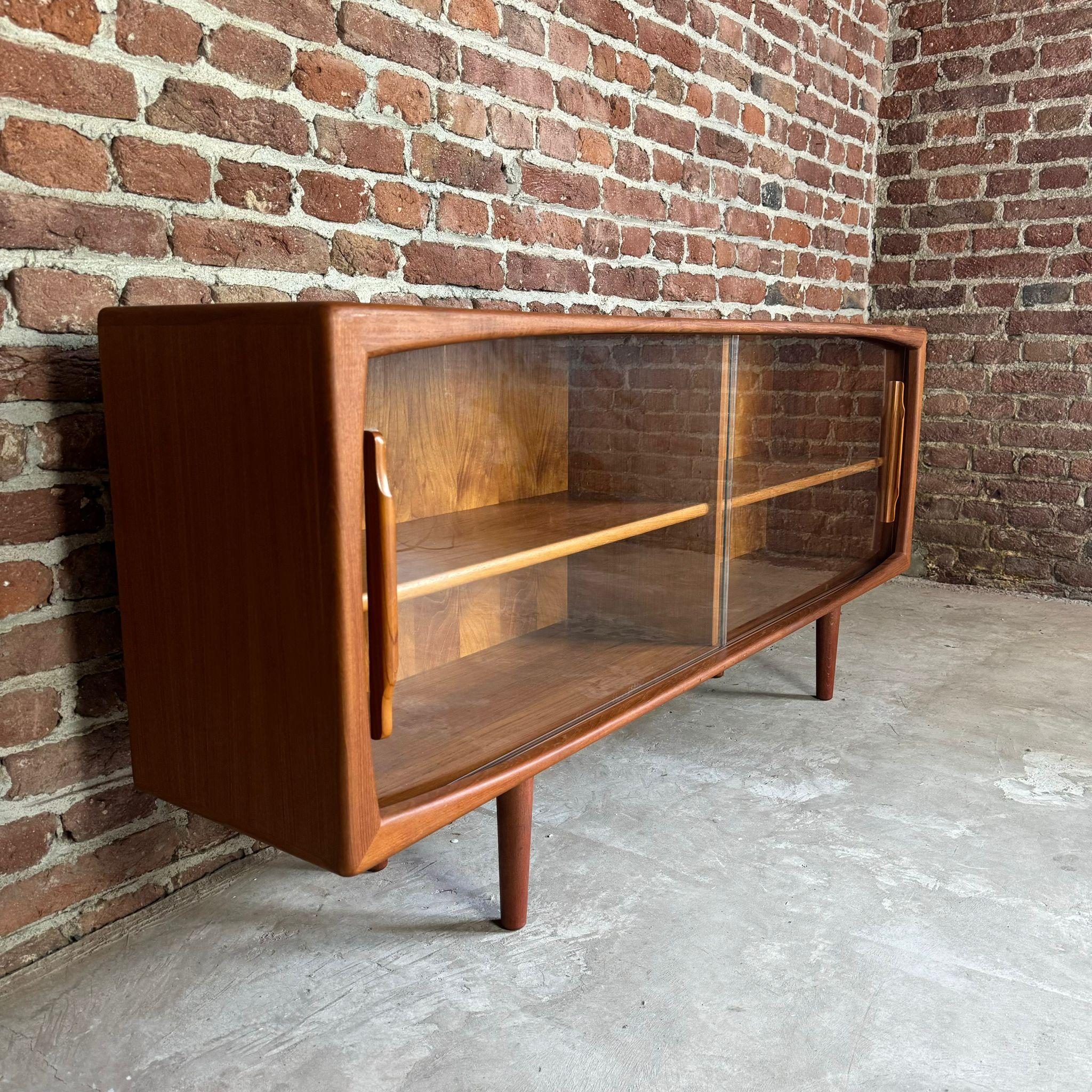 Mid-20th Century Sideboard in teak with glass sliding doors, Denmark 1960