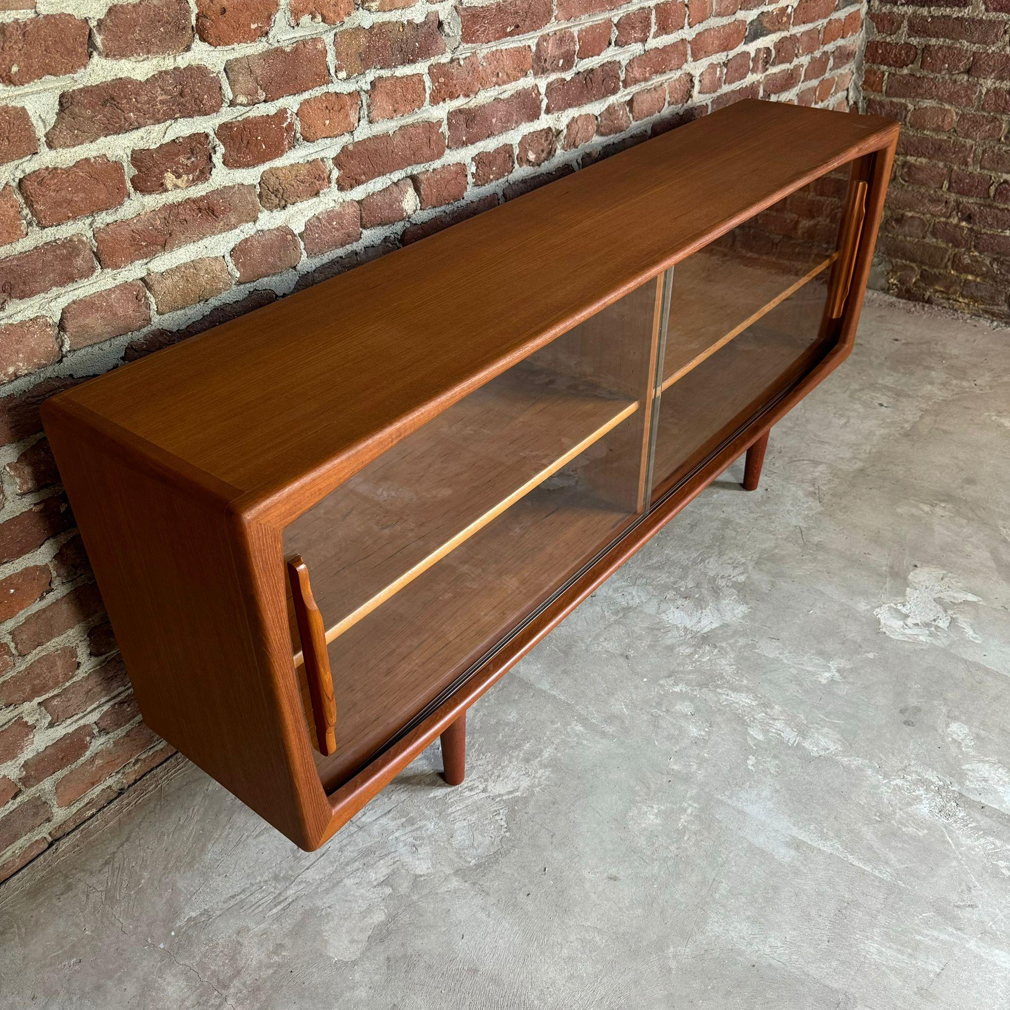 Glass Sideboard in teak with glass sliding doors, Denmark 1960