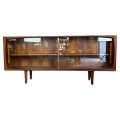 Sideboard in teak with glass sliding doors, Denmark 1960