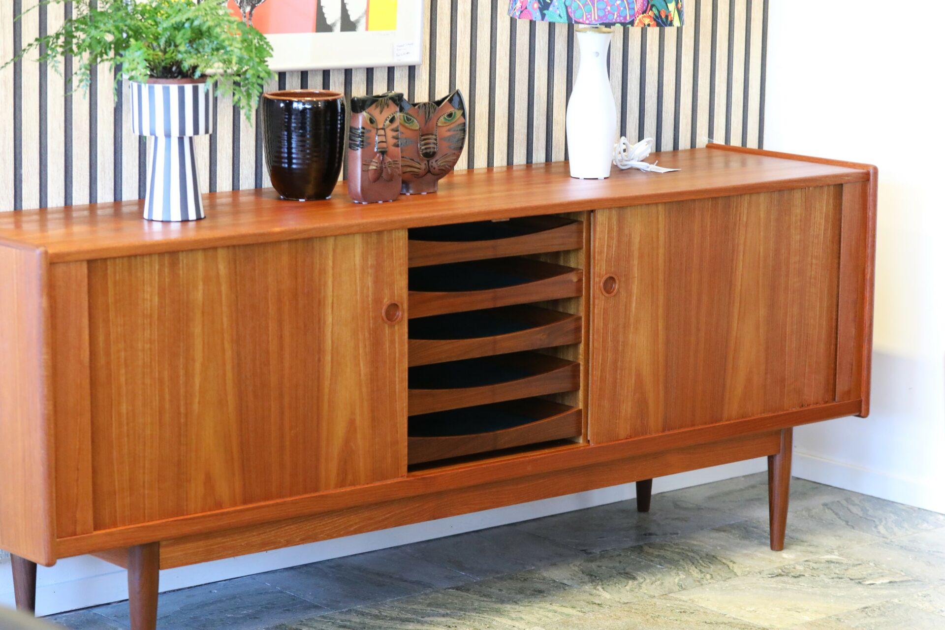 Sideboard in Teak with Tambour Doors by George Tanier for Sibast, 1960s 10