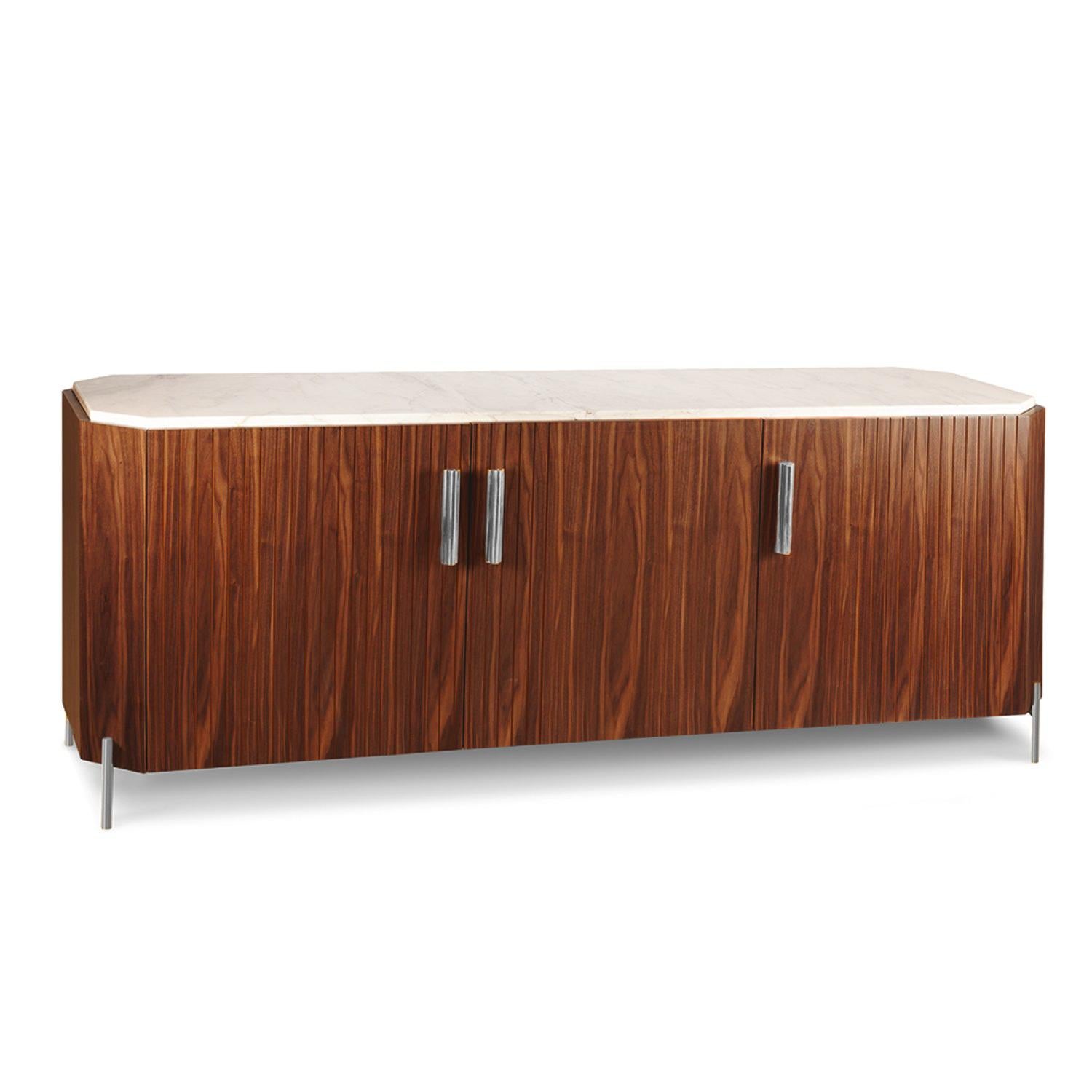 XXIe siècle et contemporain Le buffet en bois, laiton et marbre Malcolm en vente