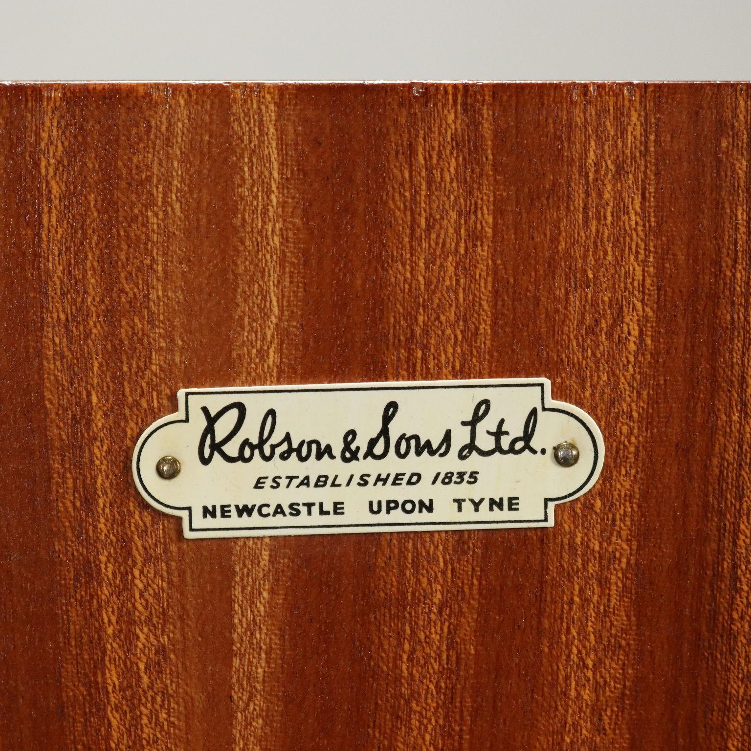 Sideboard Inglese Anni 50-60, in legno e ottone, marrone  For Sale 1