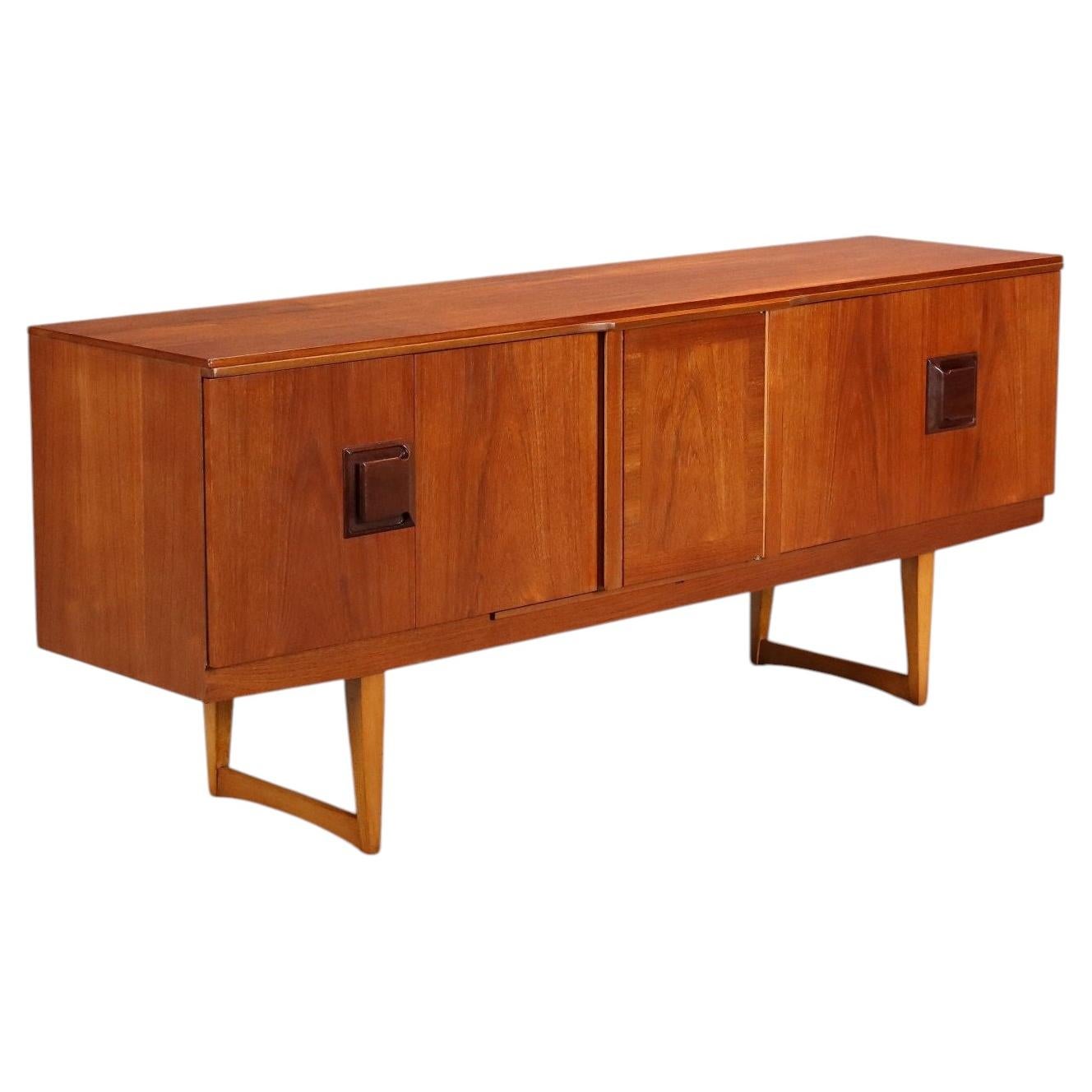 Buffet anglais avec compartiment bar en teck éclairé 60s en vente