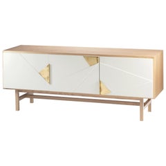 Sideboard Jazz in Oak Wood, Brass and Lacquer