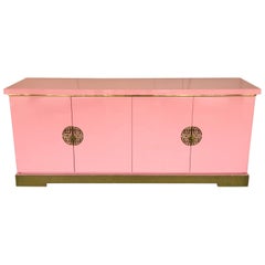 Sideboard Lacquered and Brass Japanese Style by Maison Jansen, France, 1970s