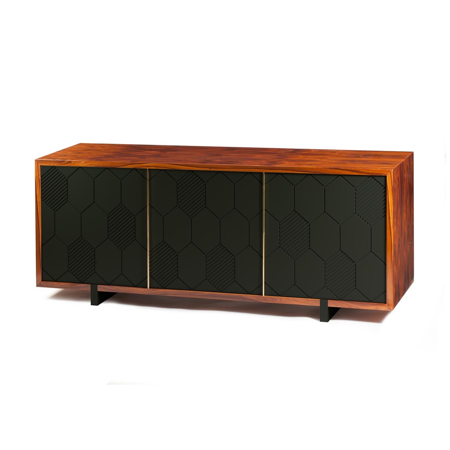 wood and brass sideboard