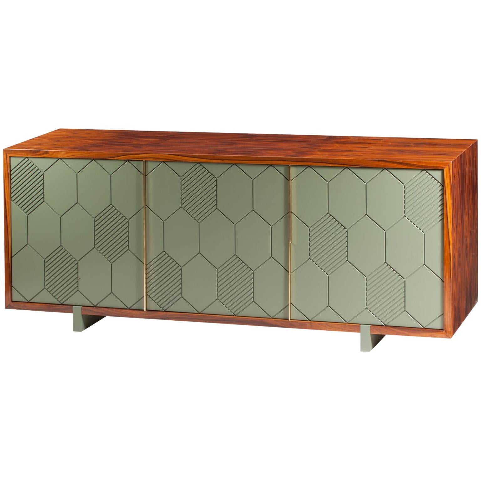 Sideboard in Wood and Brass Lewis