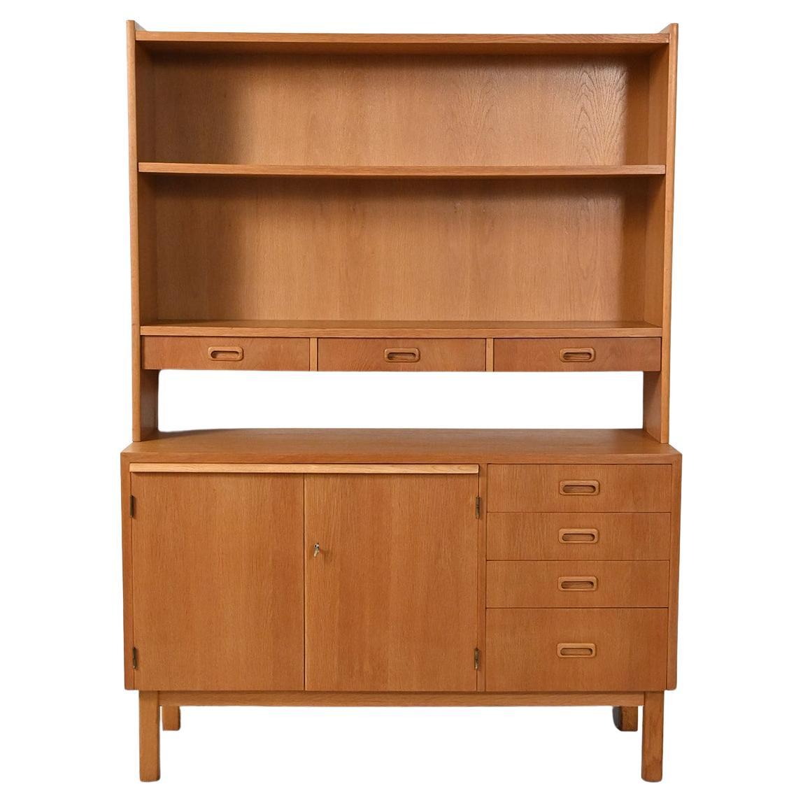 Sideboard-libreria scandinava in rovere, anni ’60
