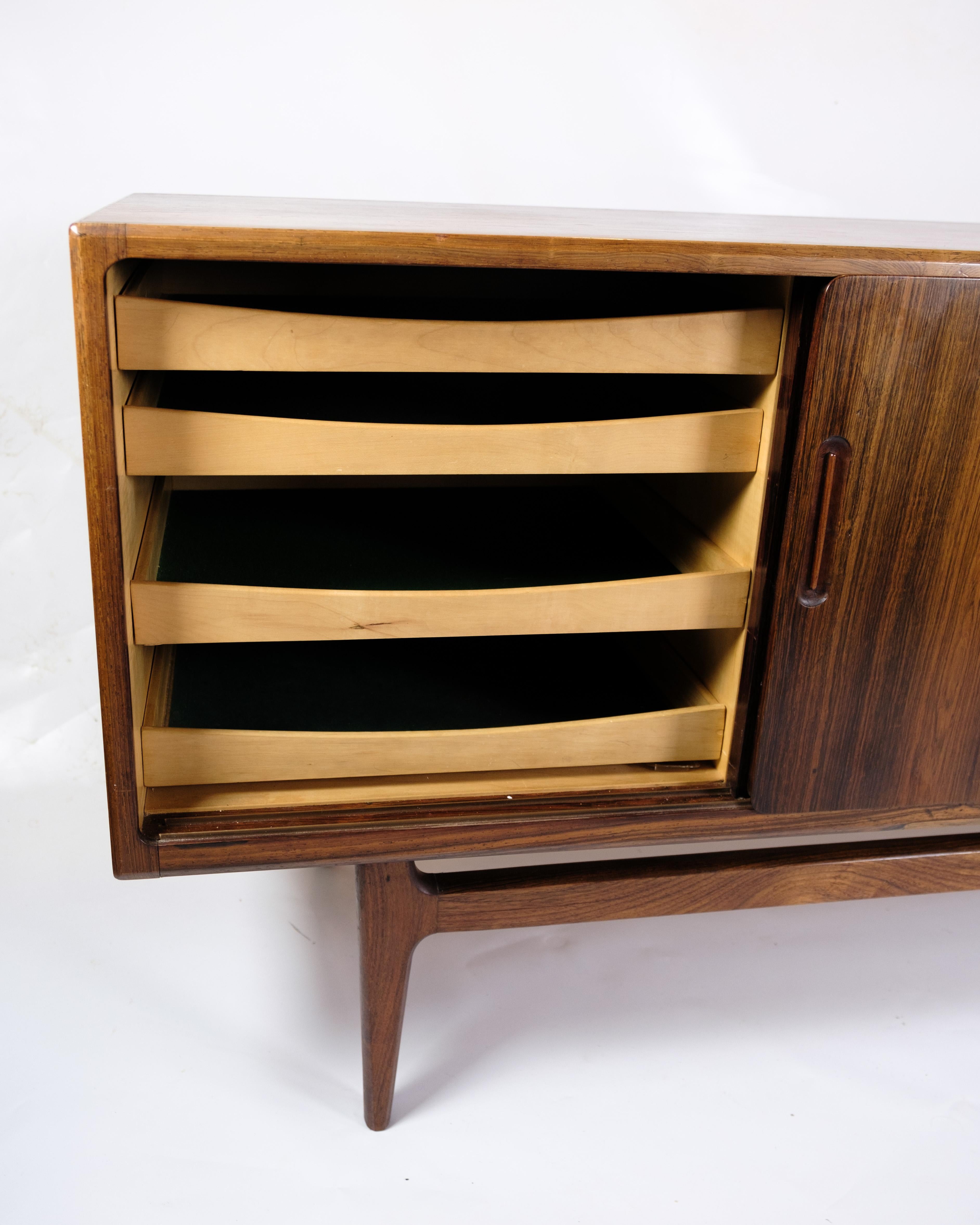 Mid-20th Century Sideboard Made in Rosewood by Henry Rosengren Hansen From 1960s For Sale