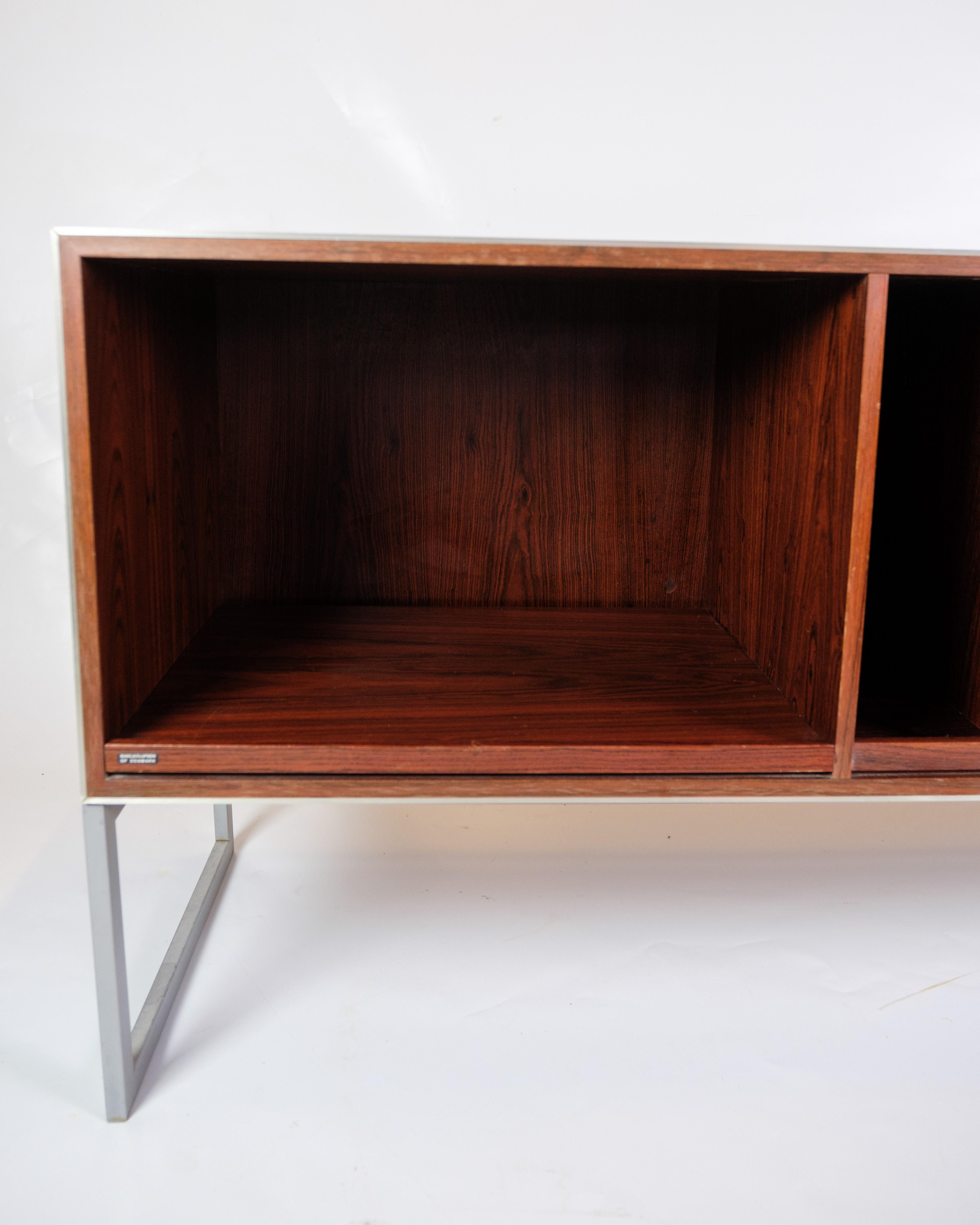 Mid-Century Modern Sideboard Made In Rosewood & Metal Frame By Jacob Jensen For B&O From 1970s