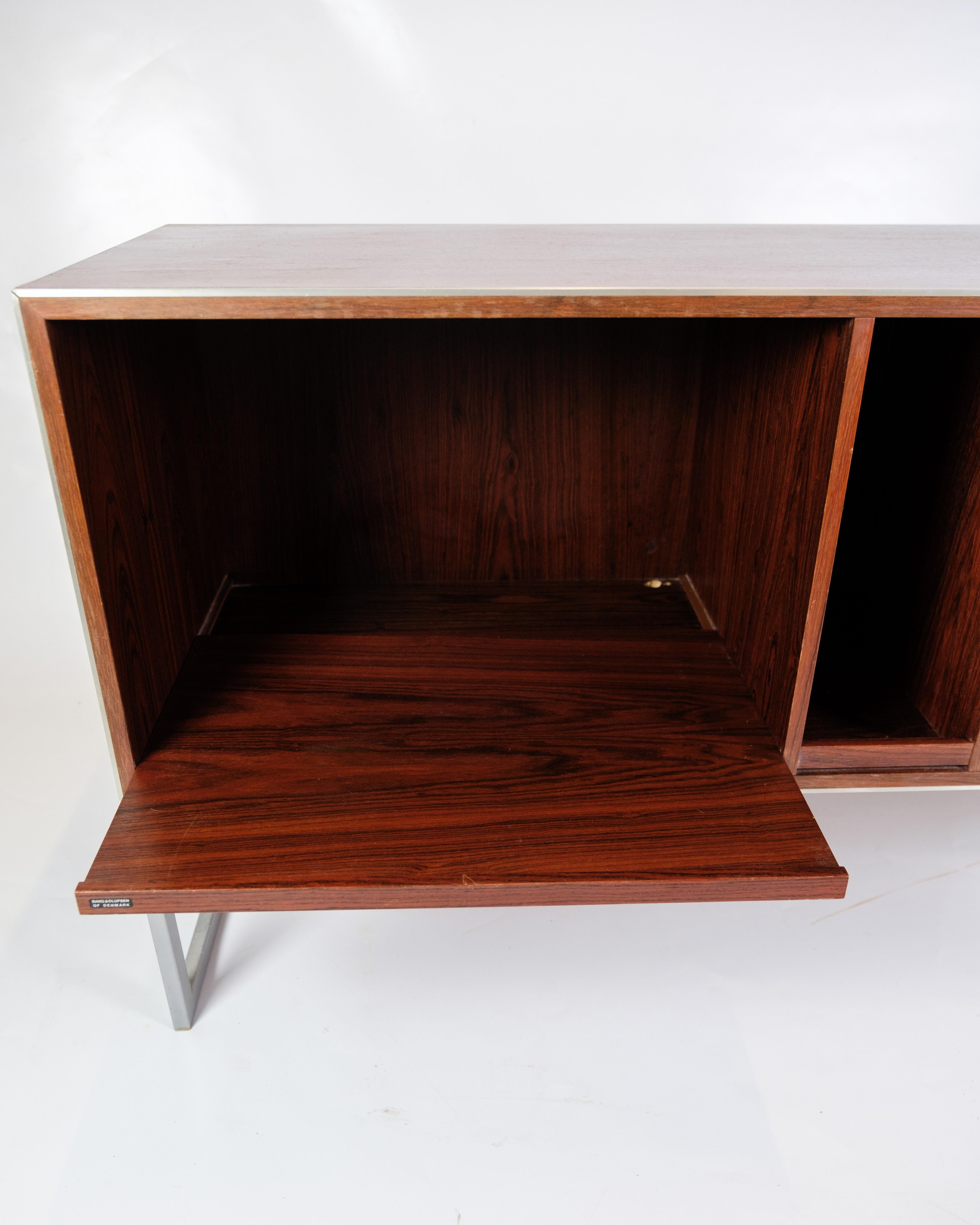 Danish Sideboard Made In Rosewood & Metal Frame By Jacob Jensen For B&O From 1970s
