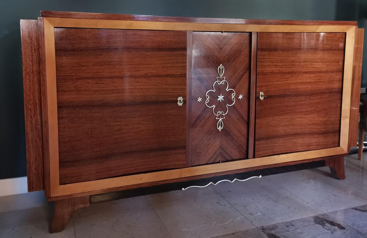 French Mid-century Design Exotic Wood Sideboard 3