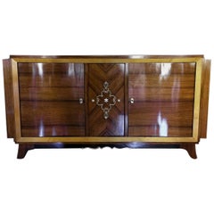 Vintage French Mid-century Design Exotic Wood Sideboard