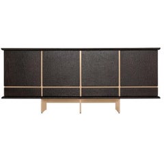 Sideboard Made Of Hand-Carved Wood With Lacquered Iron Feet