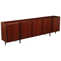 Sideboard, Mahogany Veneer and Metal, Italy, 1960s, Italian Prodution