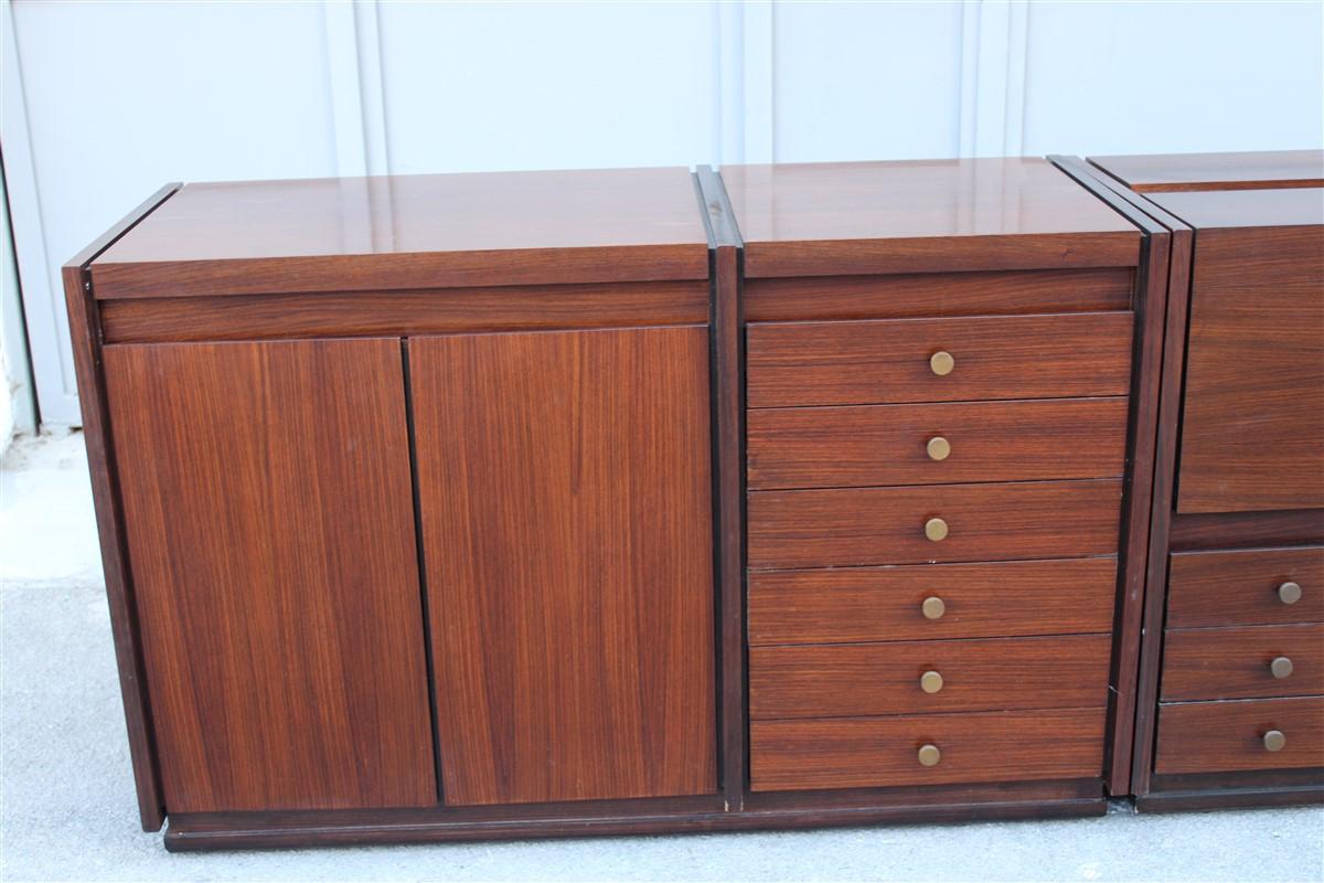 Legno Sideboard Mid-century Italian design Tecno Borsani Modular multifunction in vendita