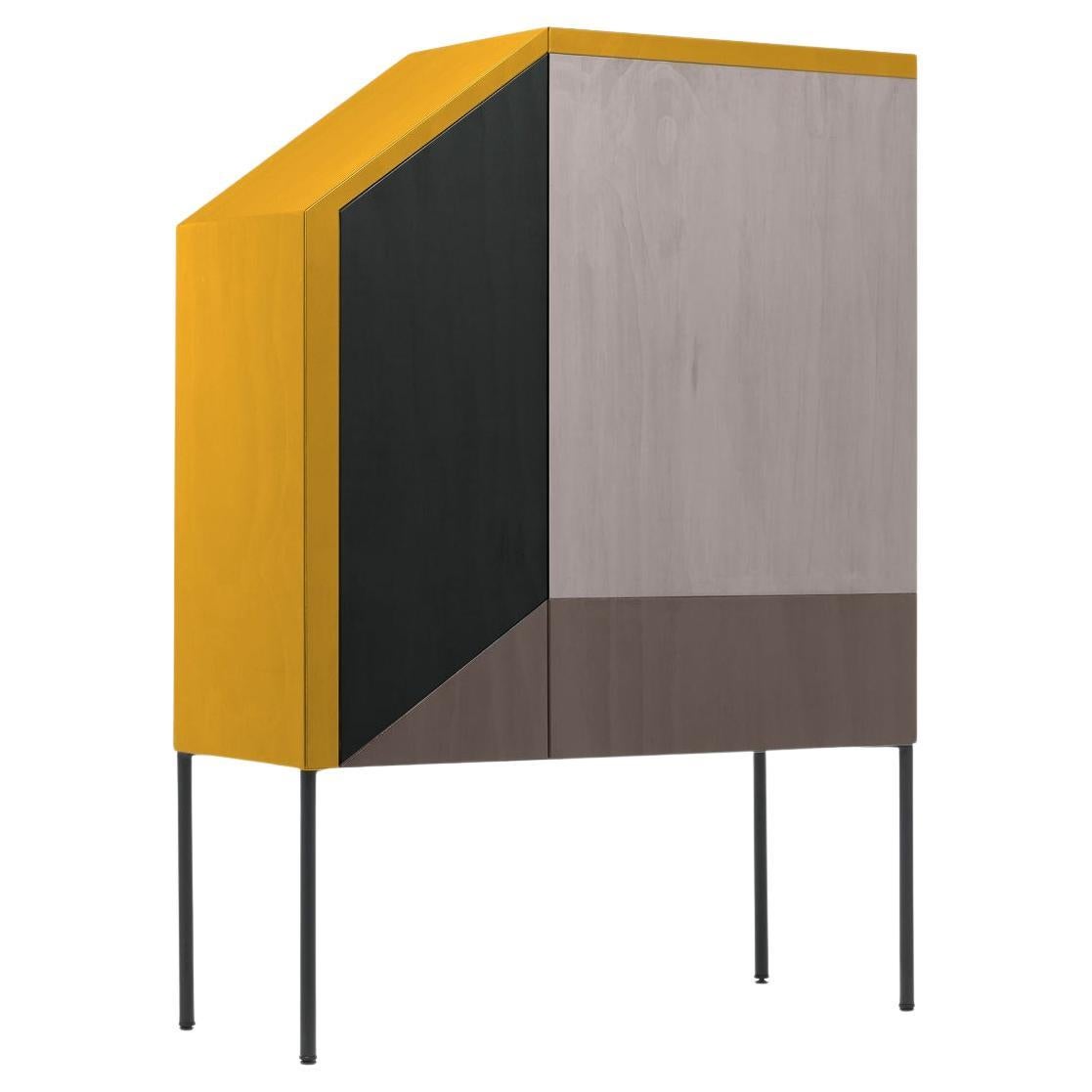 Credenza Mogg Ritratti design Marzia e Leo Dainelli - Giallo/Grigio/Antracite