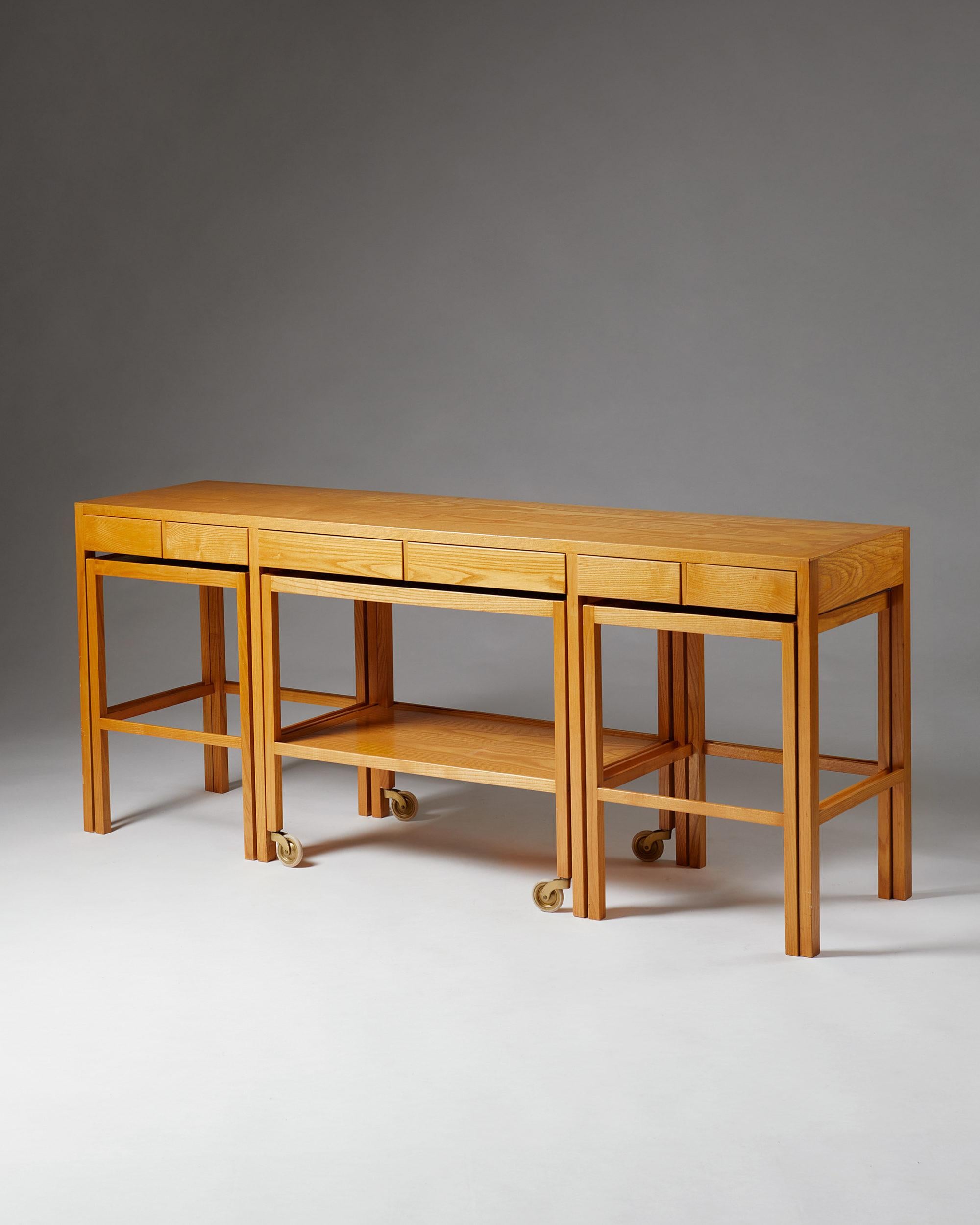 Sideboard/ Nesting Tables, Anonymous, for Nordiska Kompaniet, Sweden, 1950s 9