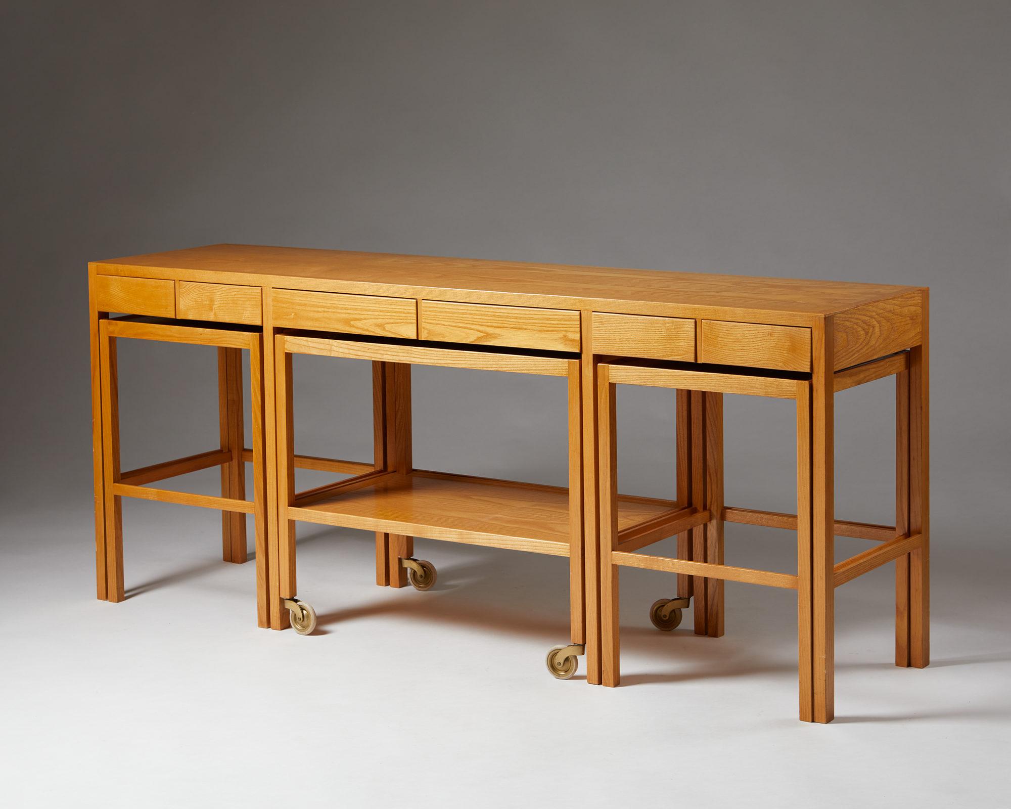 Sideboard/ Nesting Tables, Anonymous, for Nordiska Kompaniet, Sweden, 1950s 10